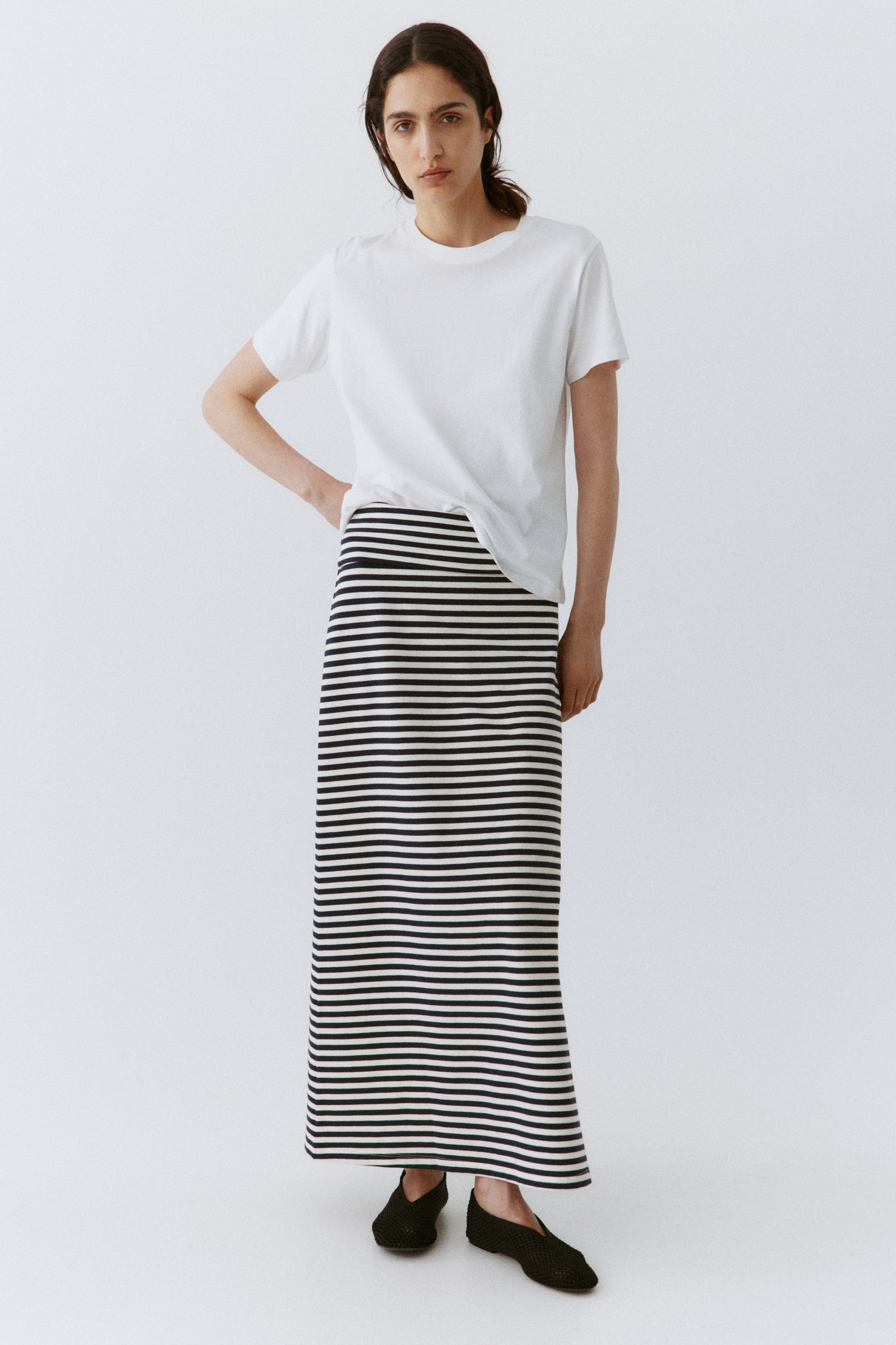 Cotton Skirt with Foldover Waist