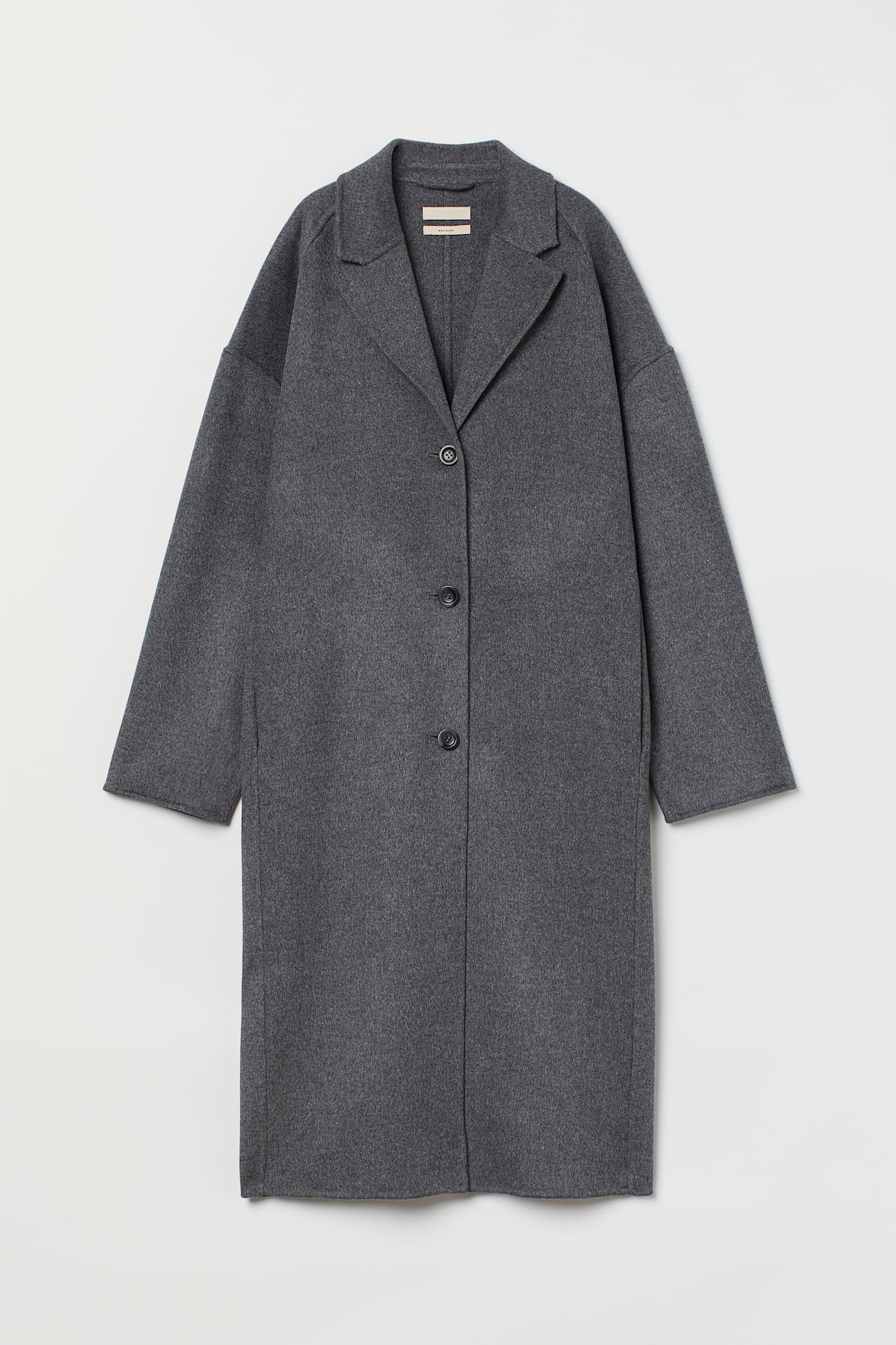 Oversized wool-blend coat - Long sleeve - Long - Dark grey - Ladies | H ...