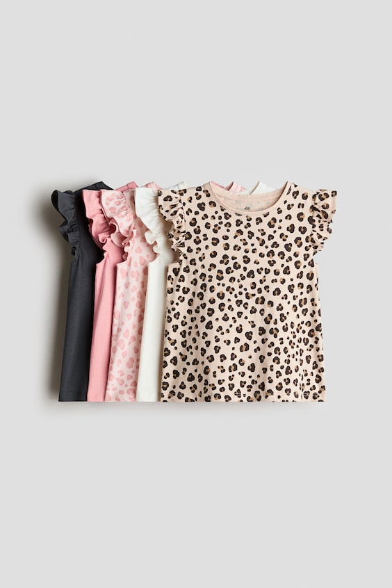Детские топы H&M 5-Pack Flutter-Sleeved Tops