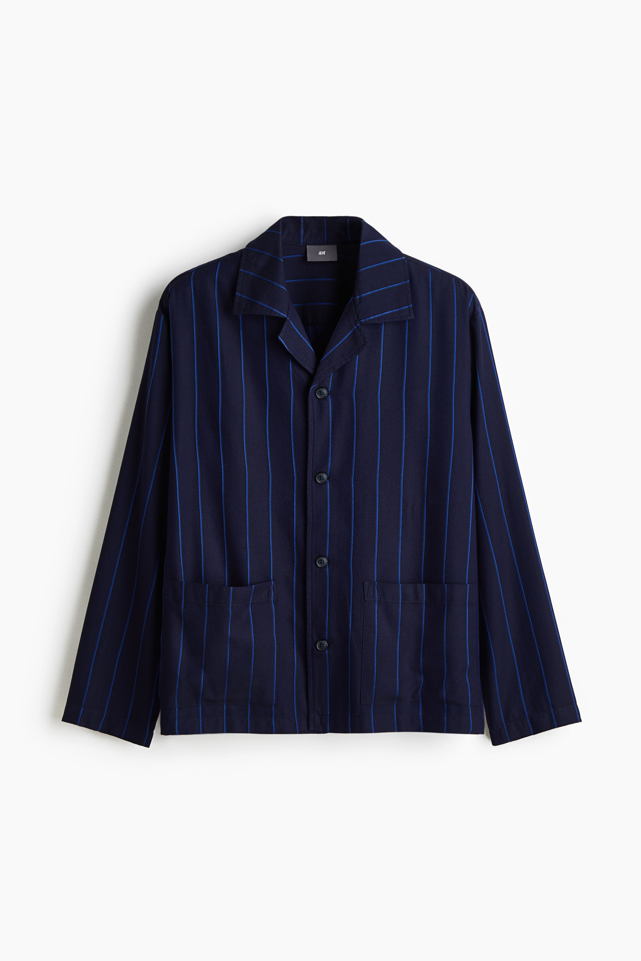 View larger image: Lyocell pyjama shirt and bottoms - Navy blue/Striped - Men | H&M IN 8