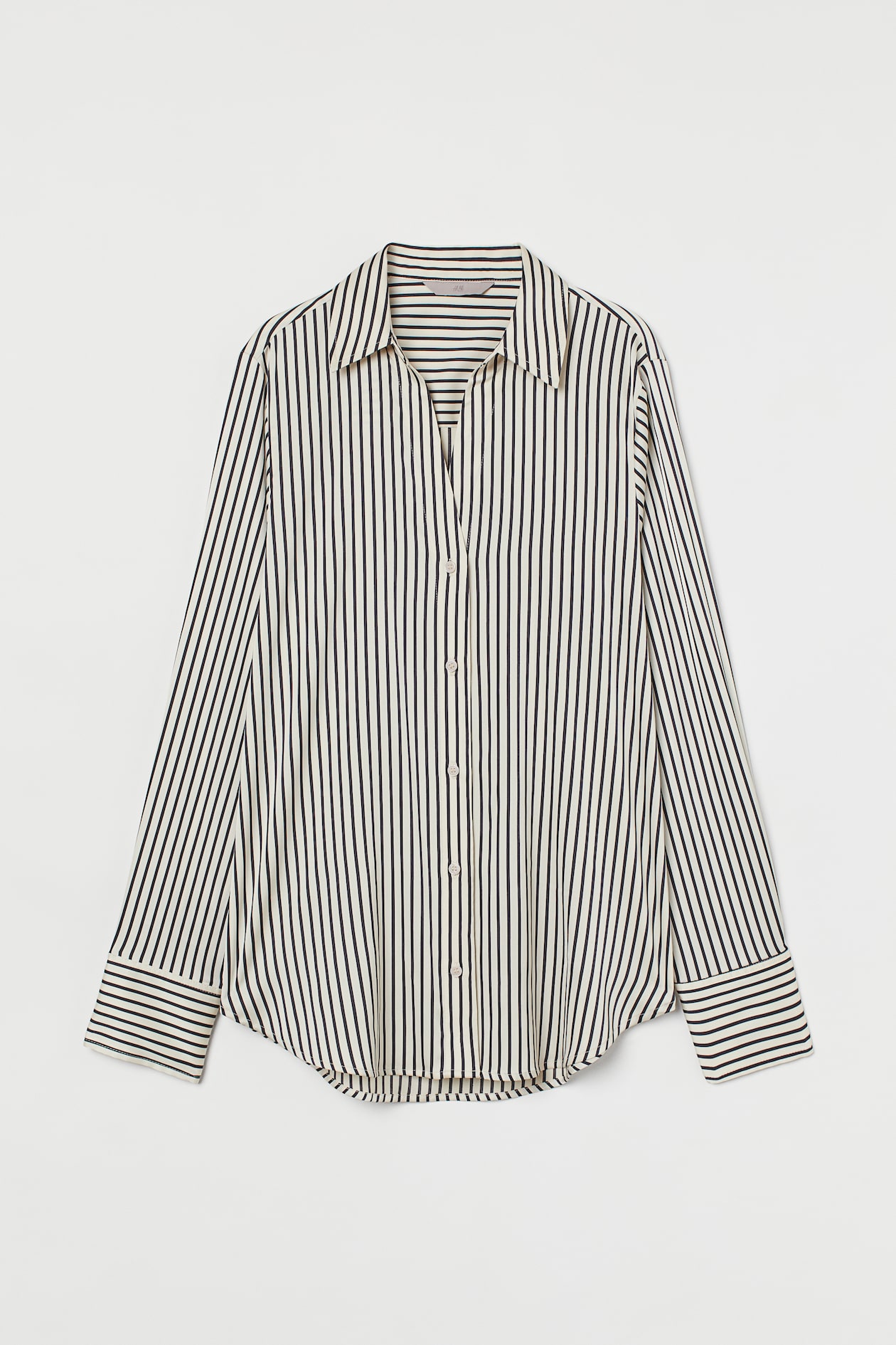 V-neck Blouse - V-neck - Long sleeve - White/black striped - Ladies | H ...