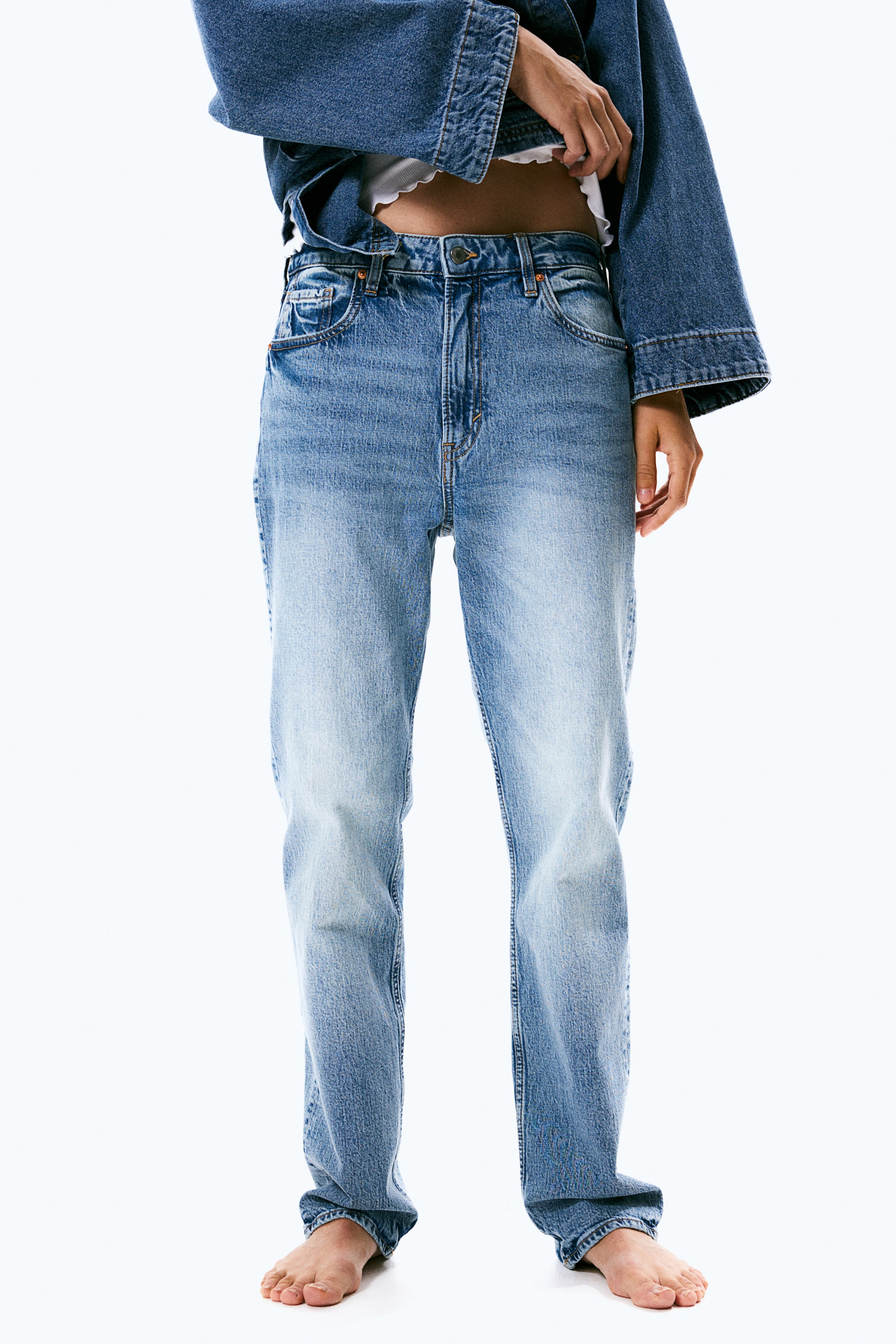 Slim Straight High Jeans - Light denim blue - Ladies | H&M GB 2