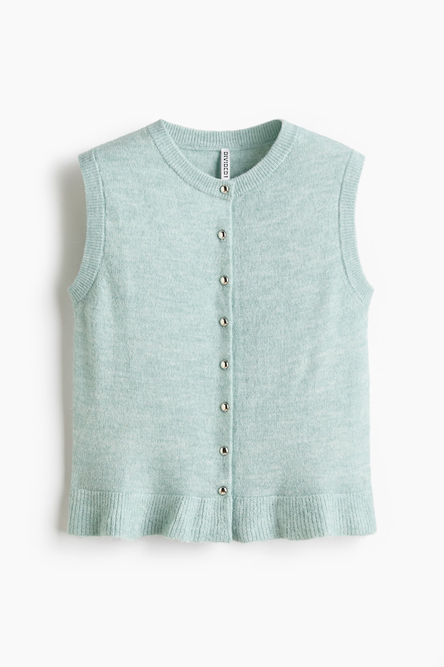Knitted waistcoat - Light turquoise marl/White/Dark grey marl - 2