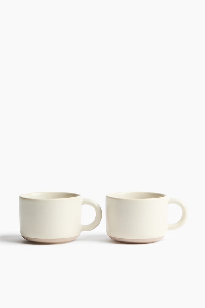 2-Pack Reactive-Glaze Stoneware Mugs - Light beige/Taupe - 1