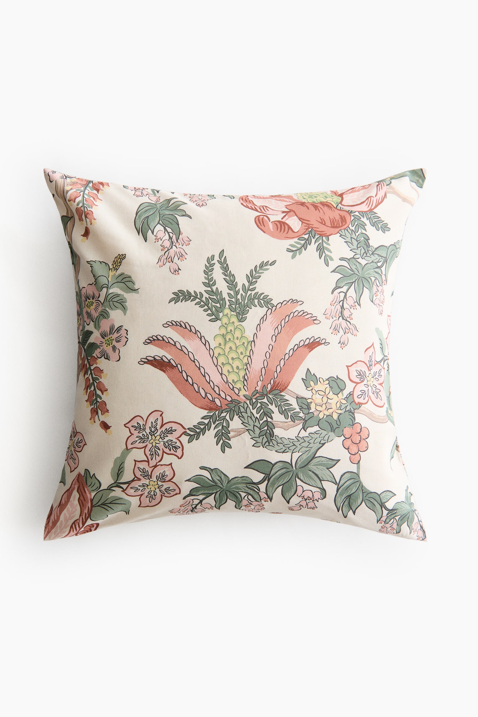 Patterned cushion cover - Light beige/Floral/Multicolour/Floral/Light beige/Patterned/White/Floral/Light beige/Floral/Light beige/Pink floral - 1