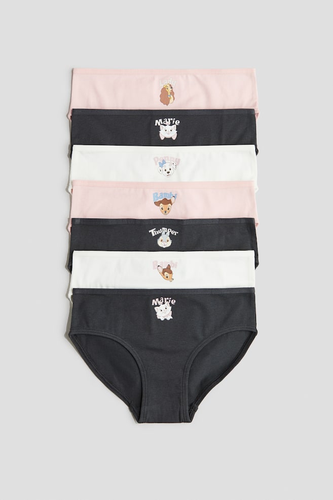 Set van 7 katoenen slips - Donkergrijs/Disney/Koraalrood/Minnie Mouse - 1