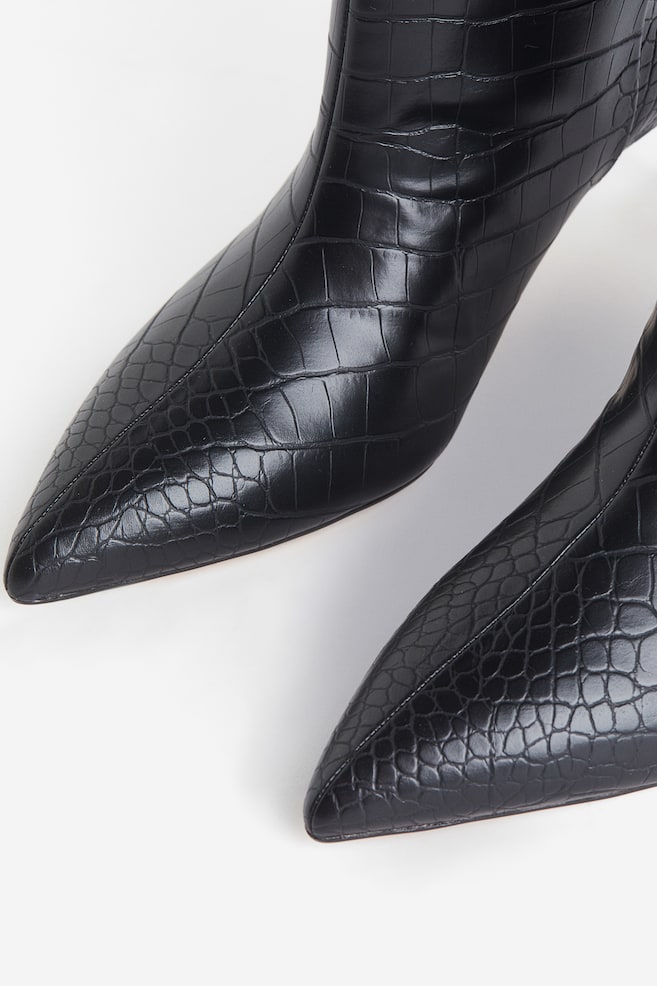 Knee-high heeled boots - Black/Black - 2