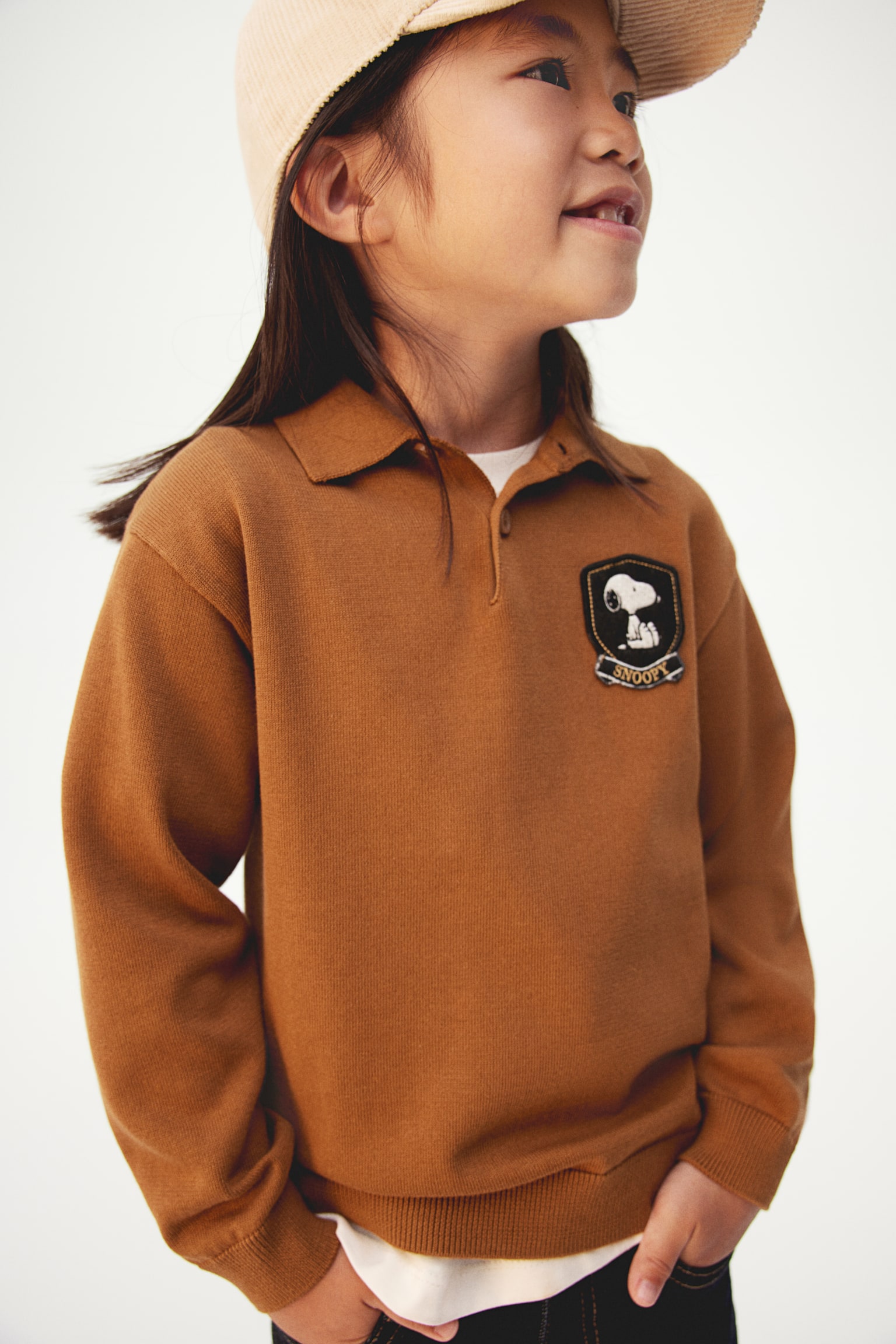 Fine-knit polo shirt - Light brown/Snoopy - 2