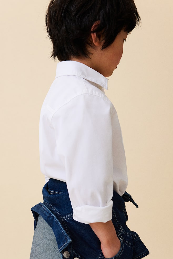 Chemise à manches longues en coton - Blanc/Bleu clair/Blanc/rayures noires/Beige/rayé/dc/dc - 6