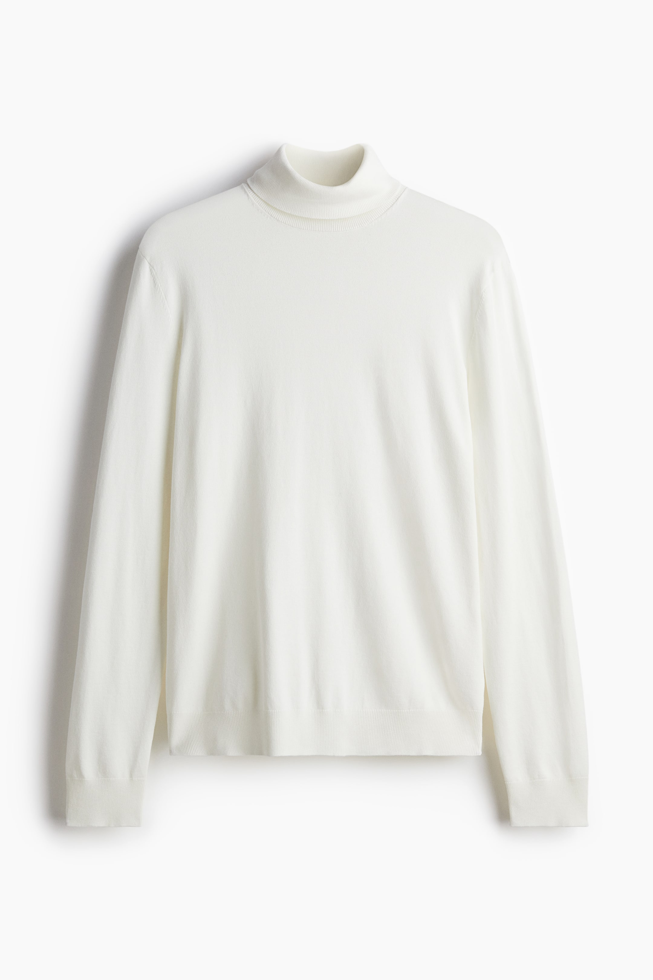 Slim Fit Fine-knit polo-neck jumper - White - Men | H&M GB 5