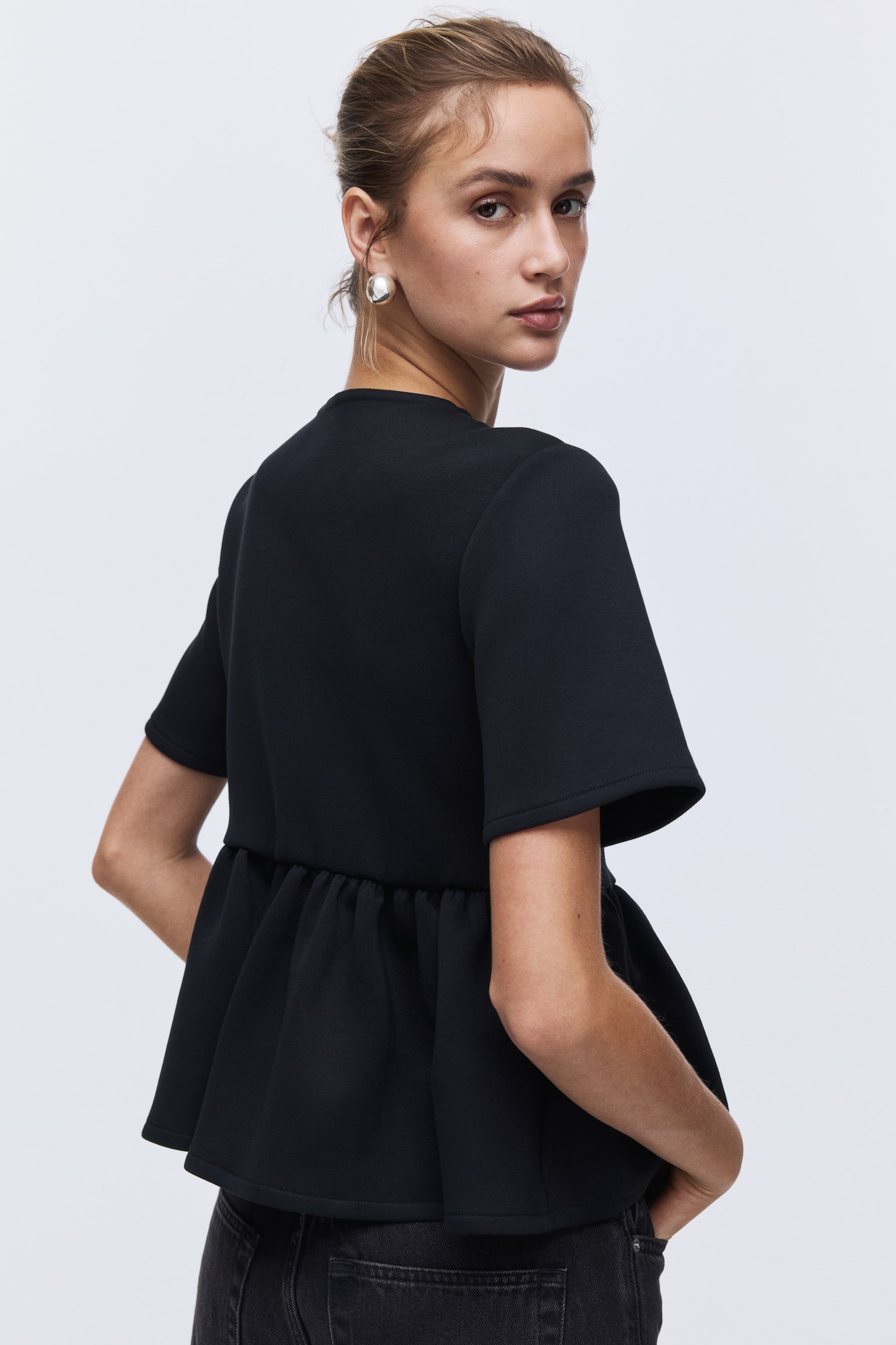 Peplum top - Black/Red - 4