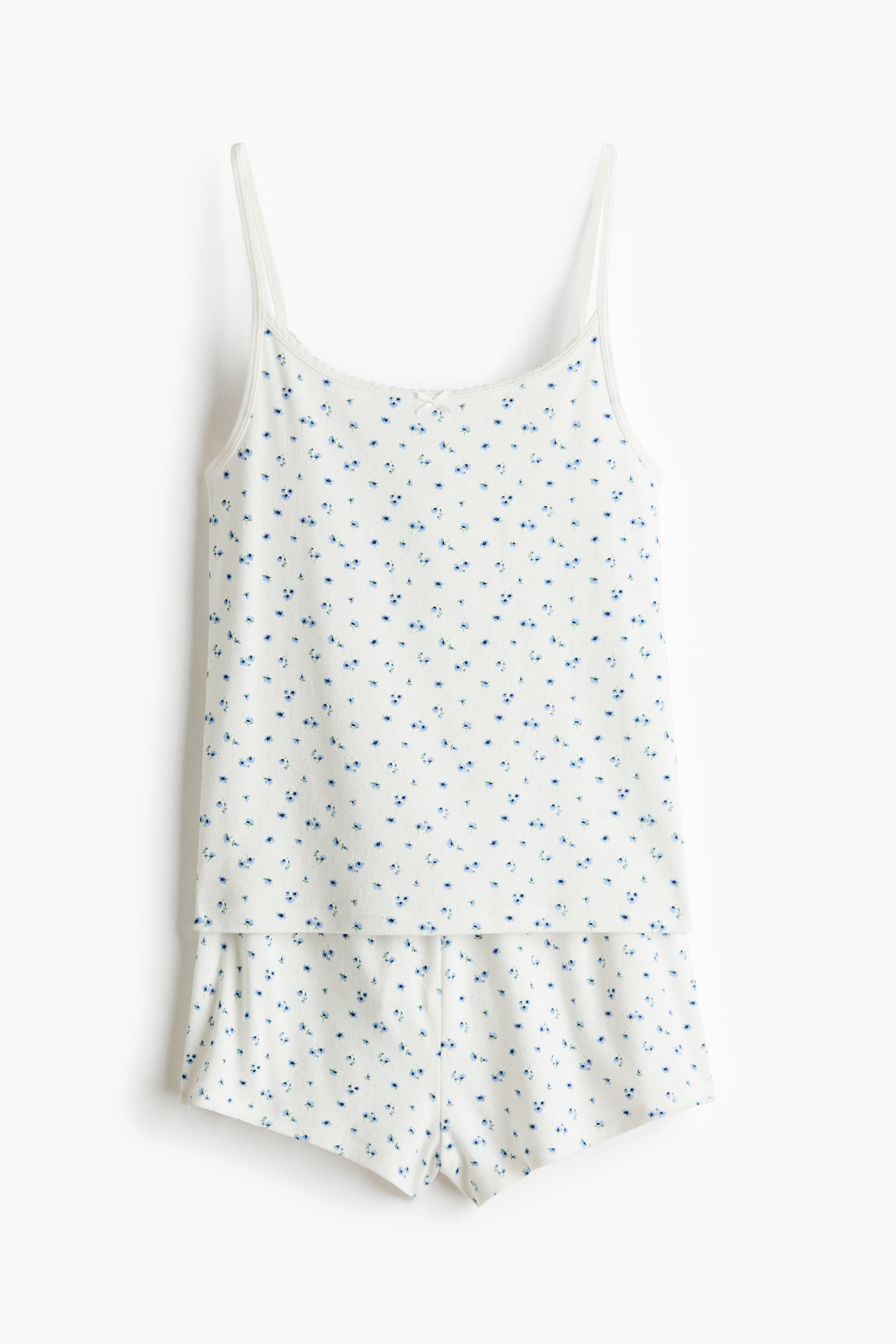 Cotton pointelle pyjamas - White/Floral