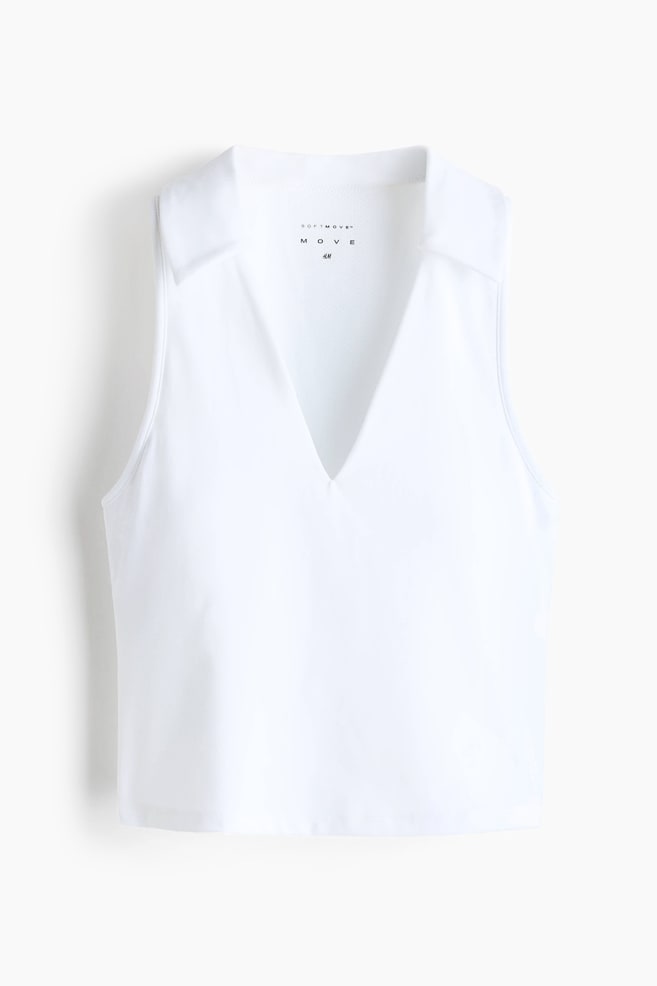 Collared Shelf-Bra Sports Top with SoftMove™ - White - 1