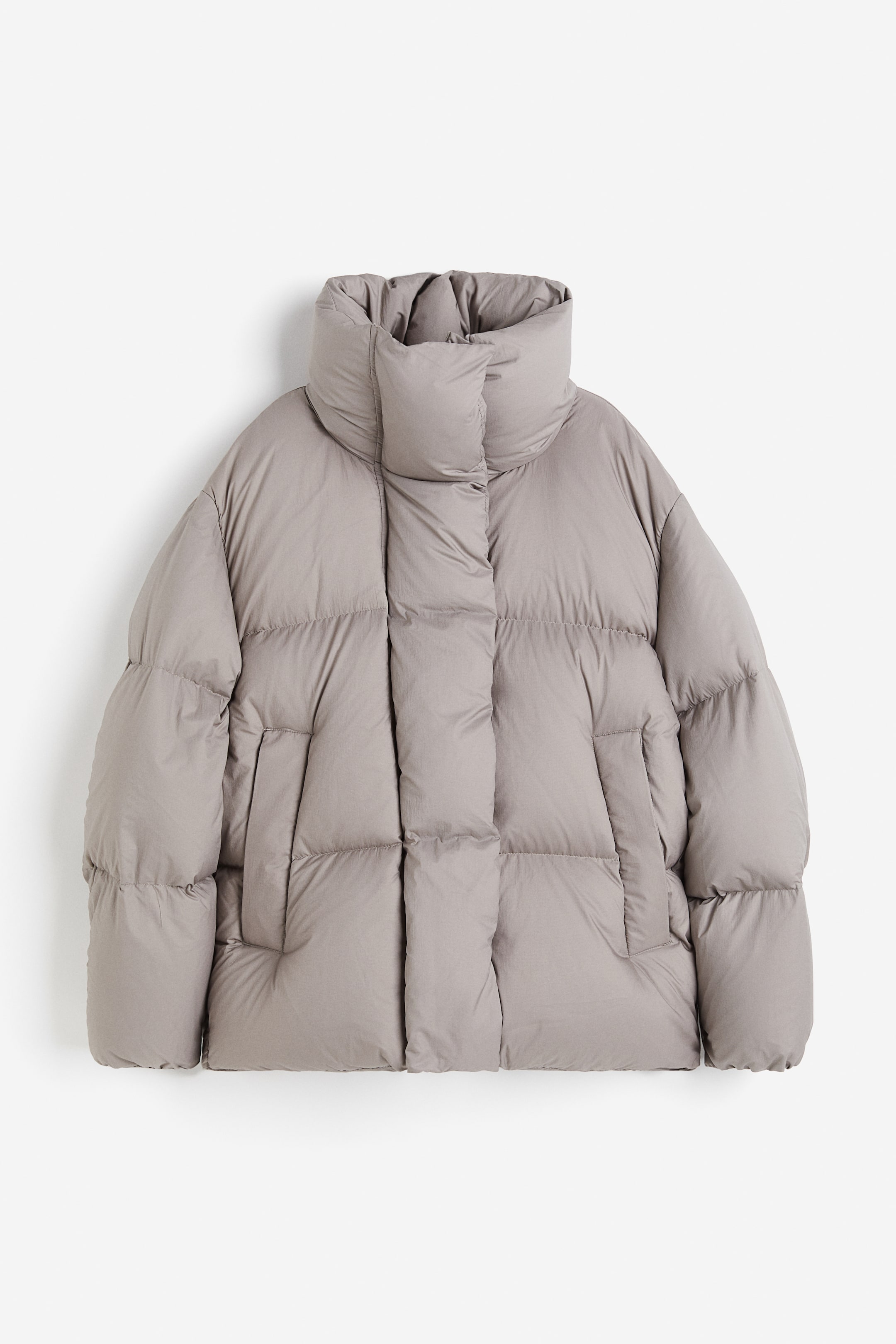 Oversized down puffer jacket - Greige - Ladies | H&M GB 1