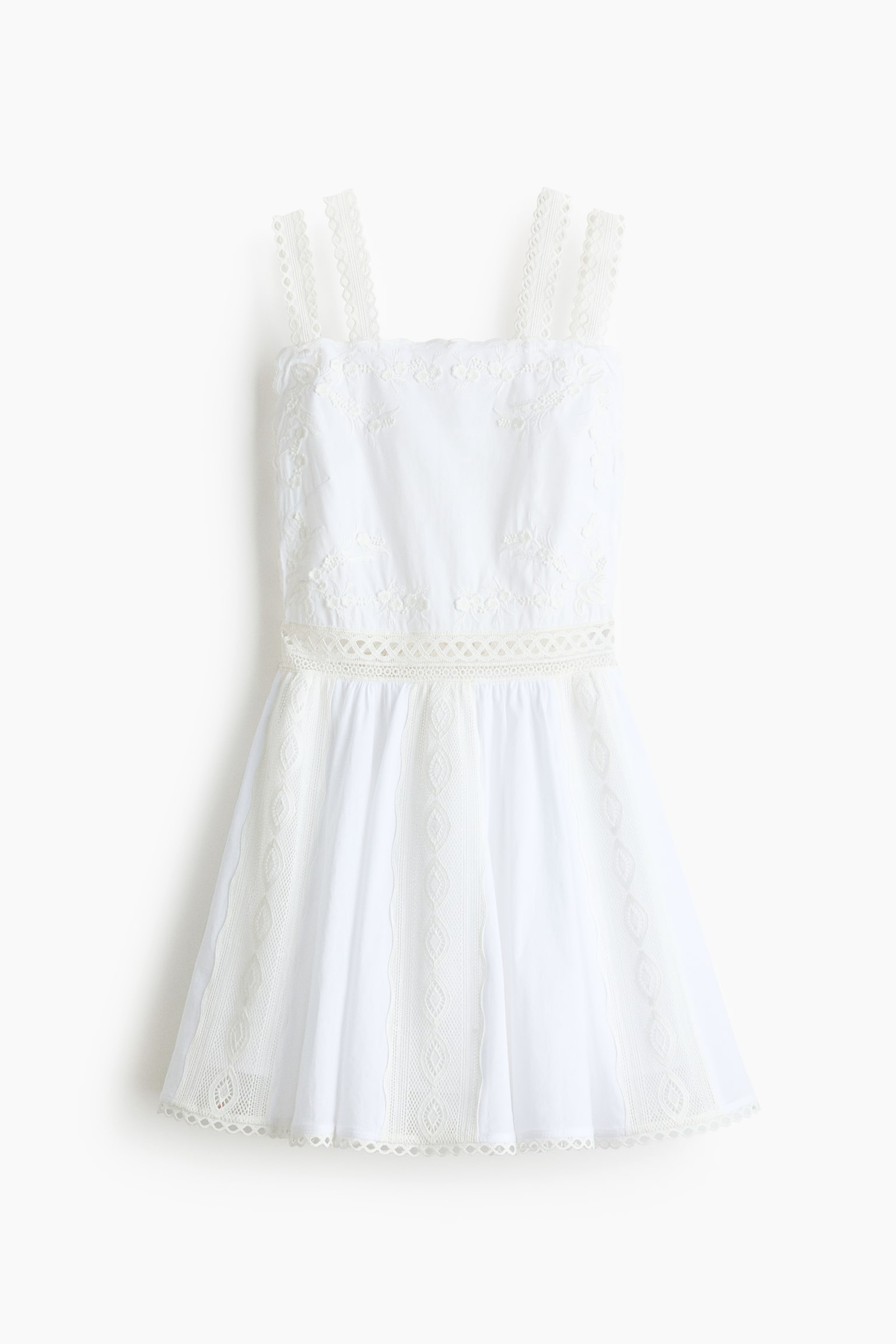 Lace-detail strappy dress - White - 2