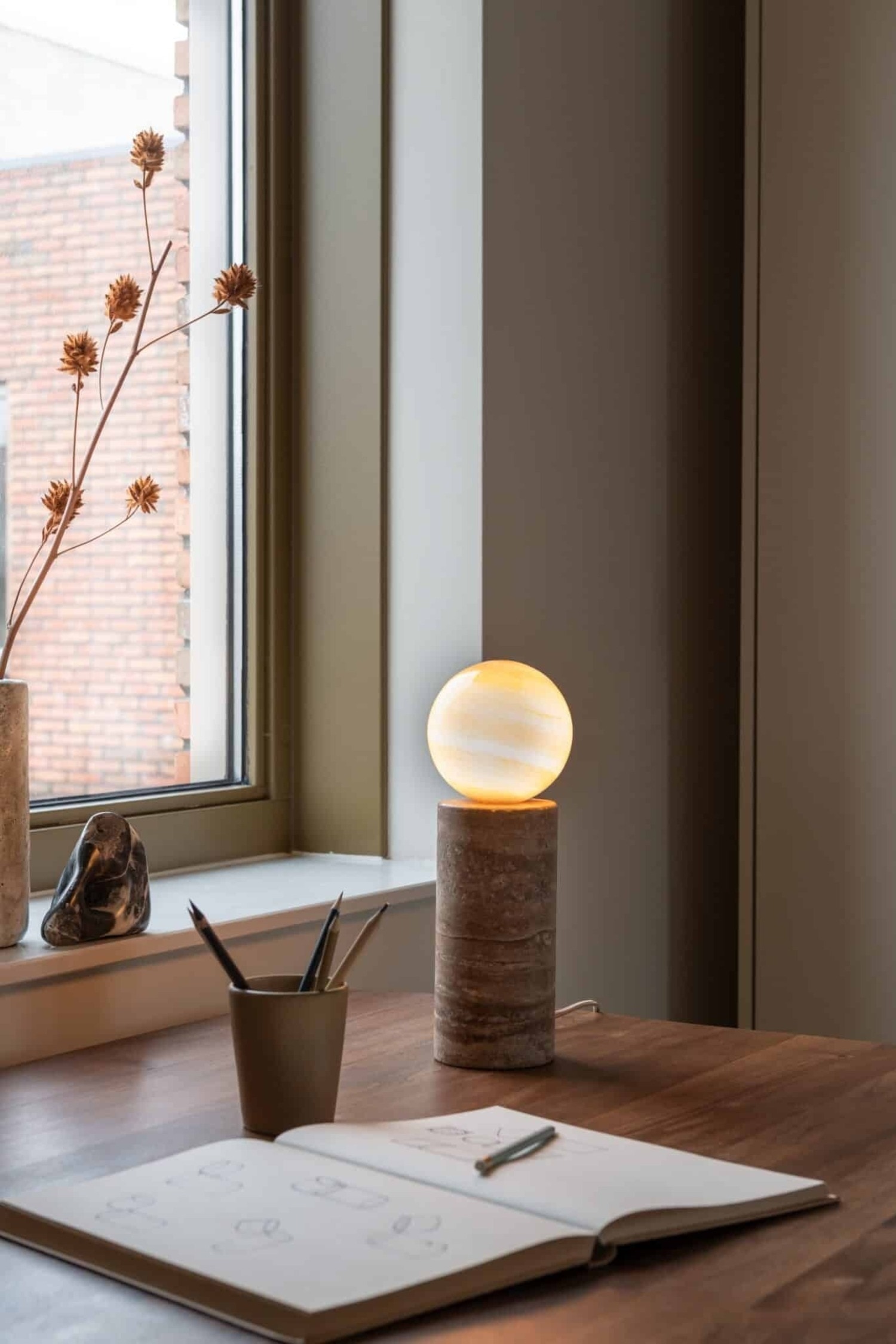 Tivoli Tafellamp - Zand/Bruin/Wit