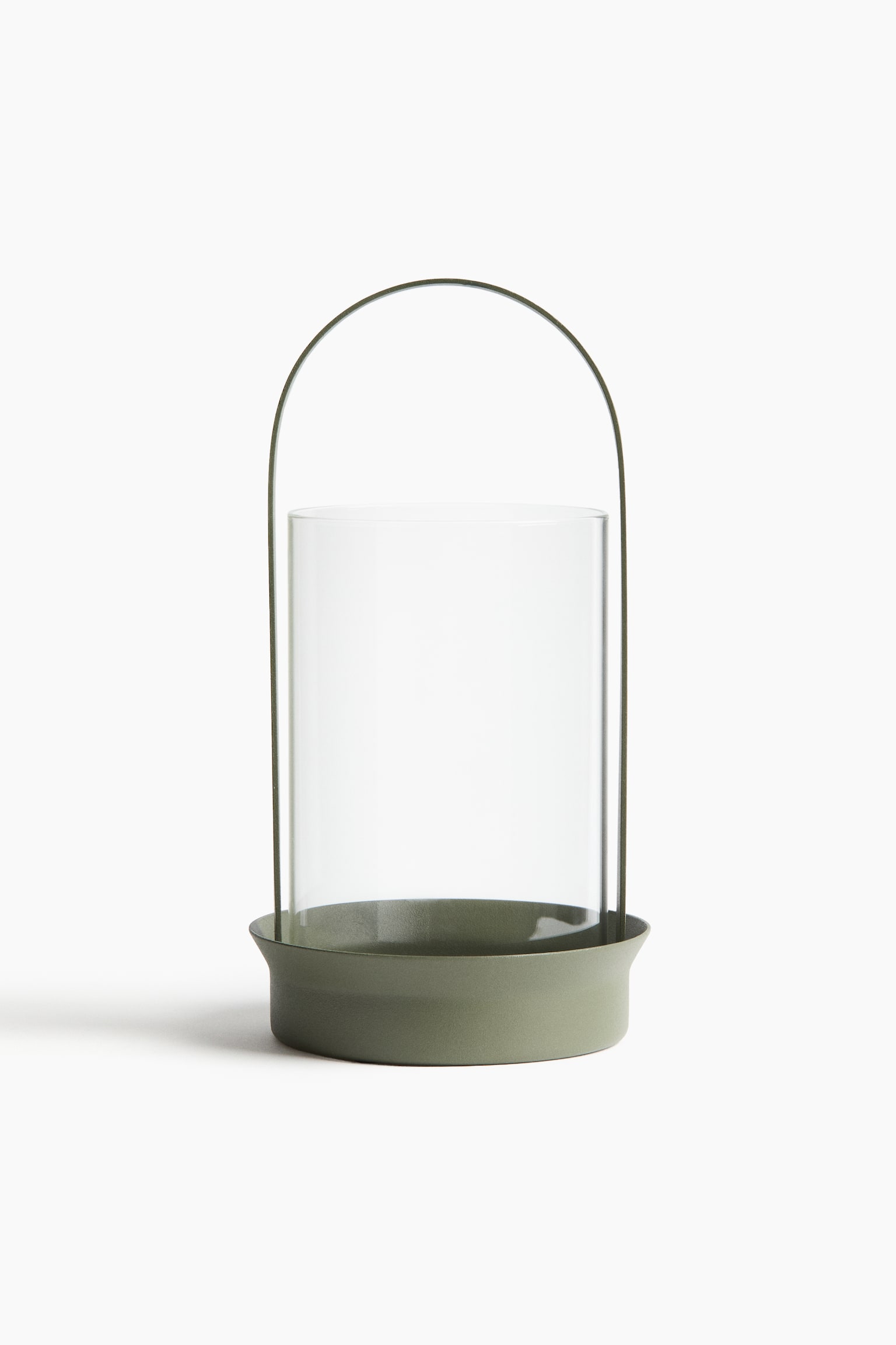 Glass lantern - Green/Light beige/Black