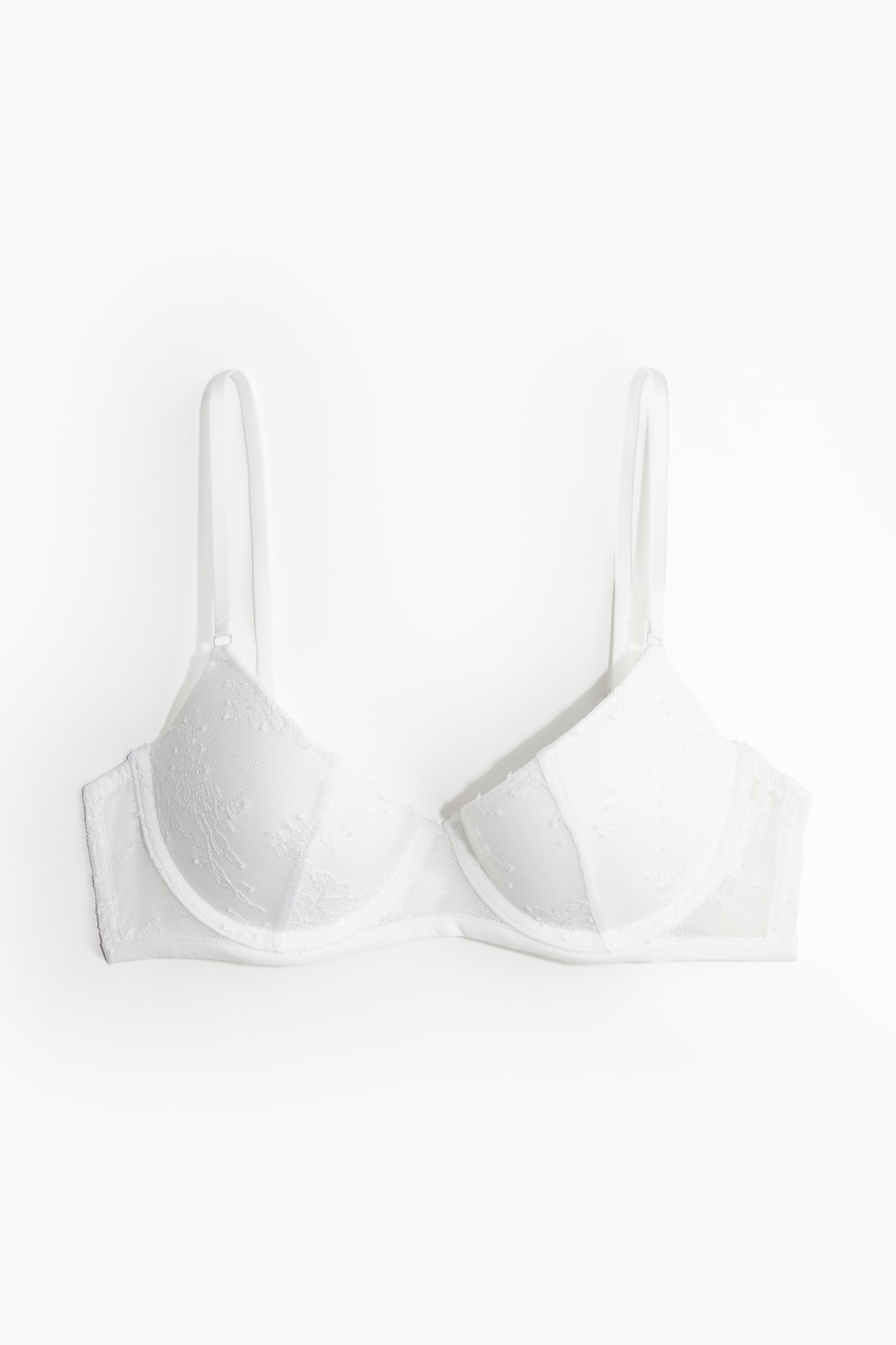 Lace demi push-up bra - White/Navy blue - 1