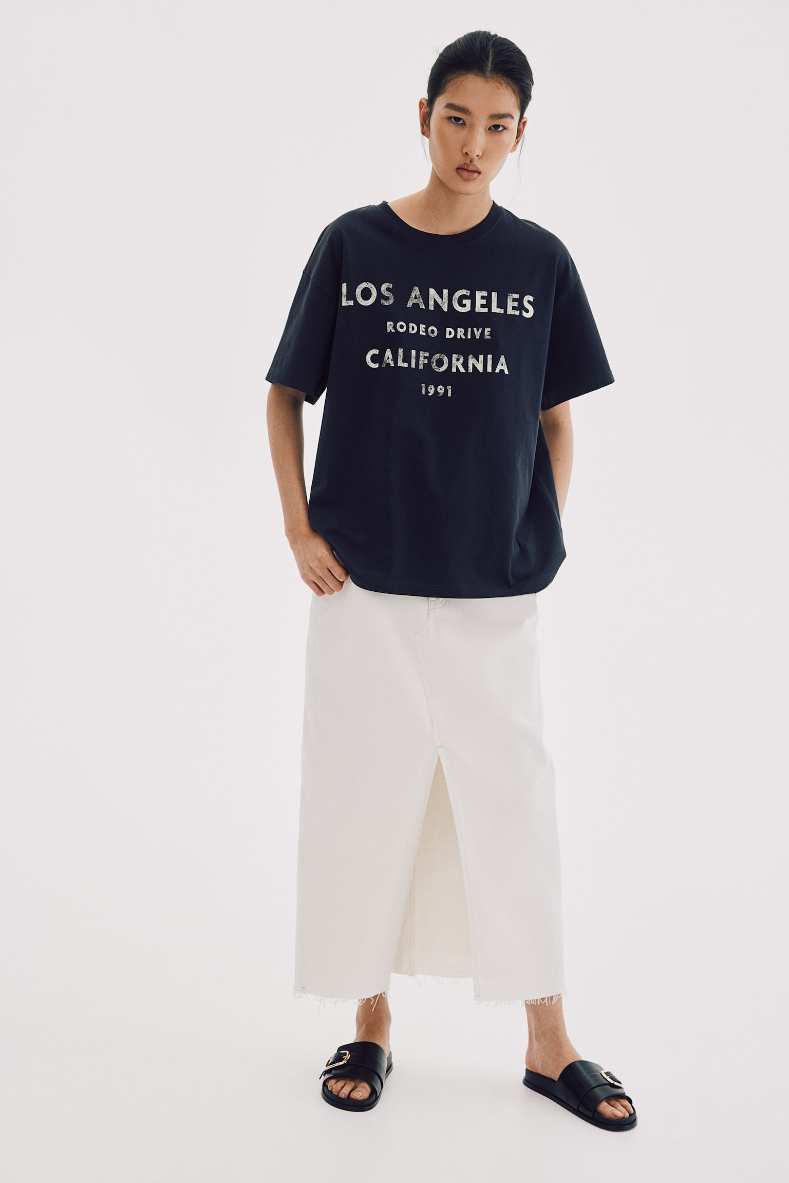 T-shirt med tryck - Mörkgrå/Los Angeles/Crèmevit/Sans limites - 3