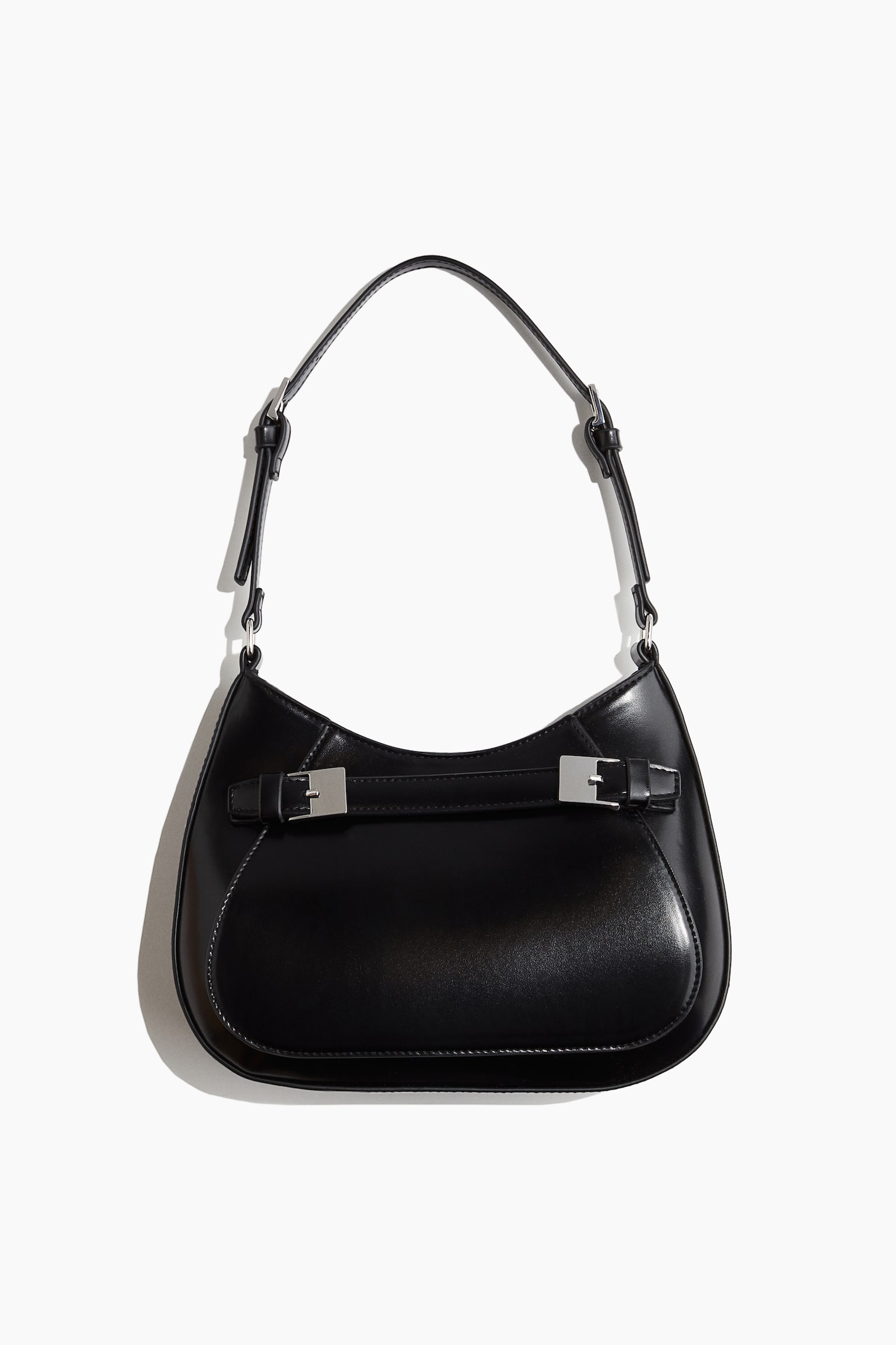 Strap-detail shoulder bag - Black/White - 2