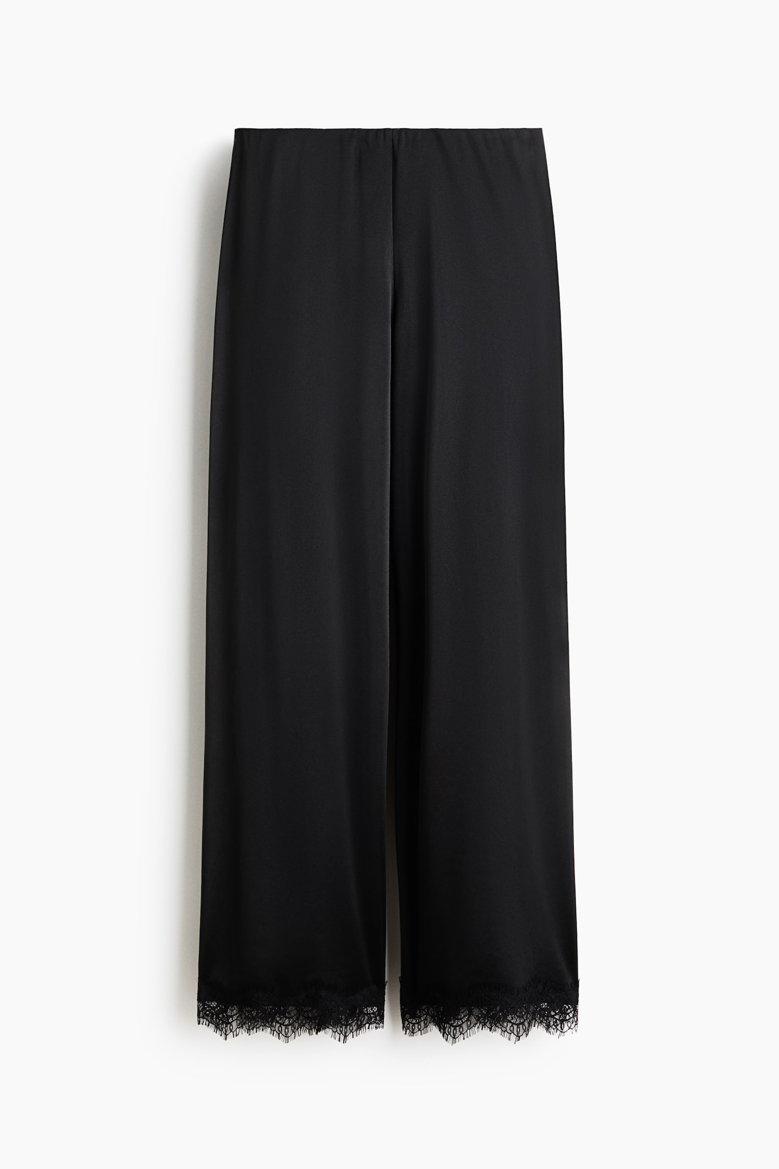 Lace-trimmed interlock trousers - Black - 2