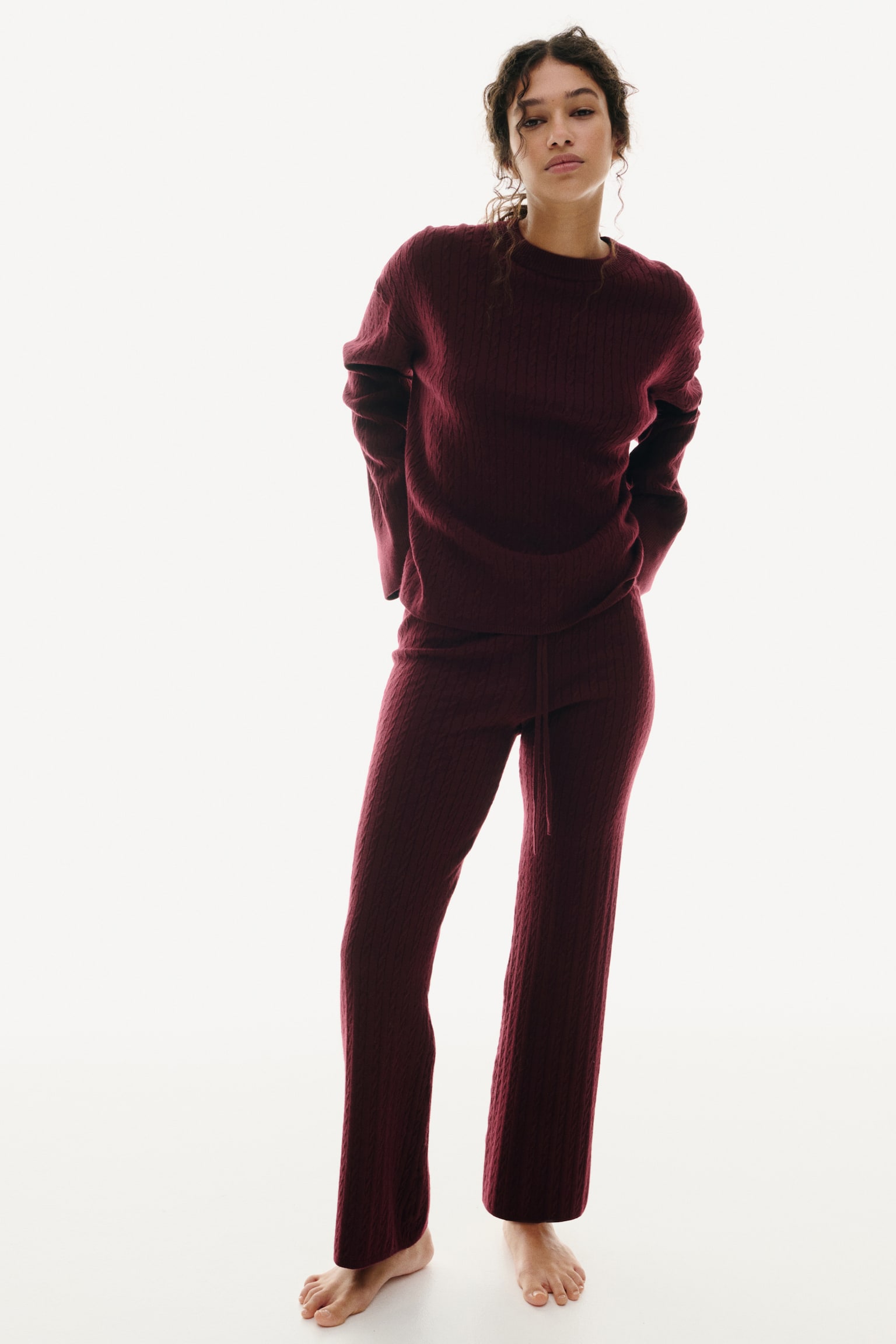 Saç Örgüsü Kazak - Bordo/Bej/Krem - 5