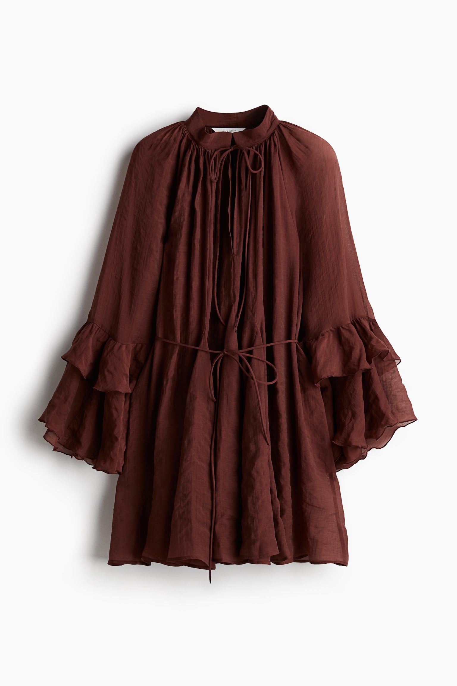 Flounced dress - Dark rust red - 2