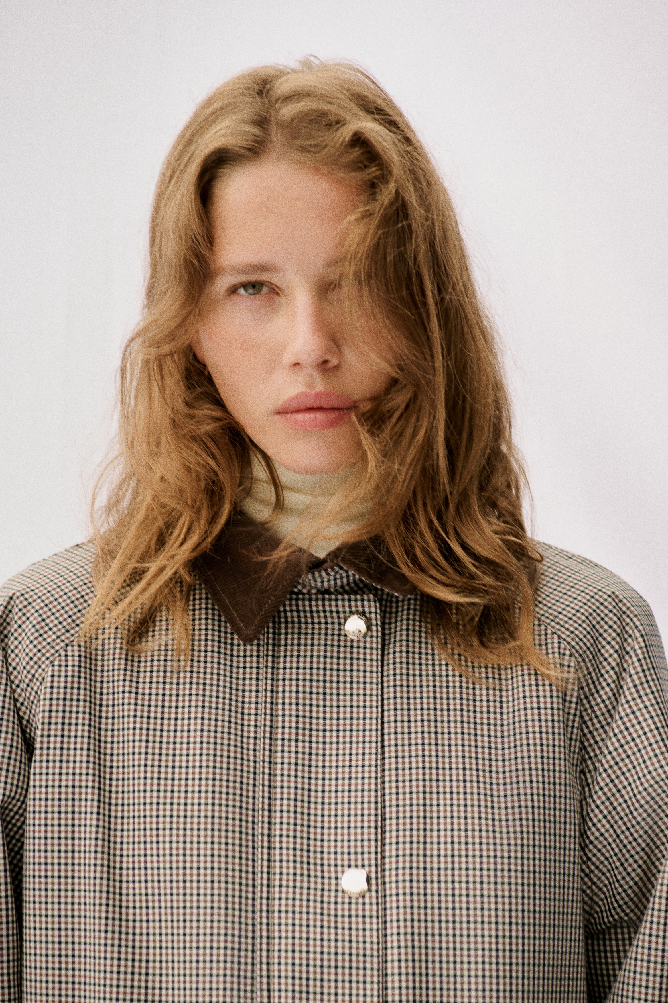 【新品タグ付き】I_am corduroy collar check coat I_am（アイアム）の「corduroy collar check coat（ステンカラー