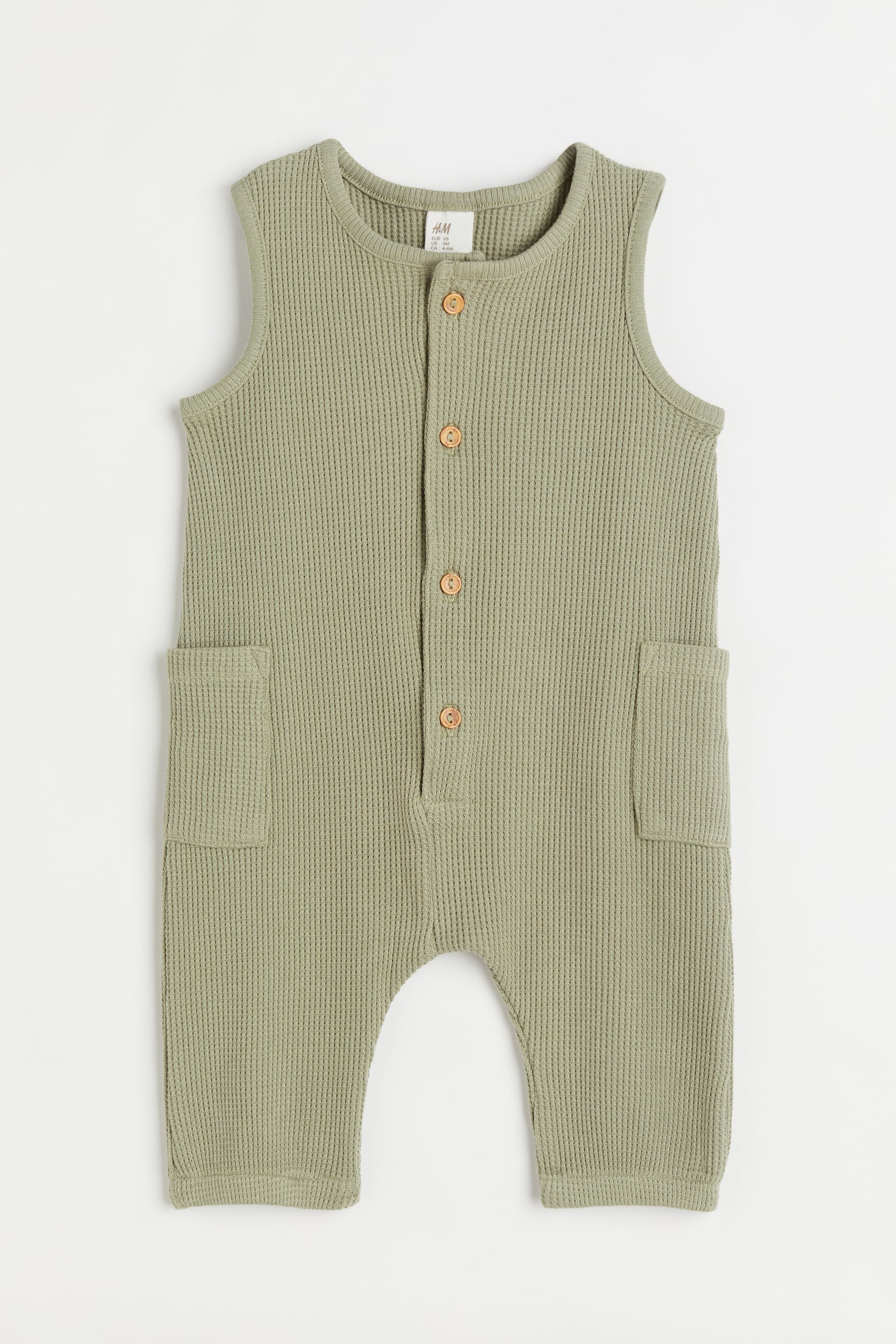 Cotton Jersey Romper - Khaki green/Light turquoise/Light beige/Stripe - 1