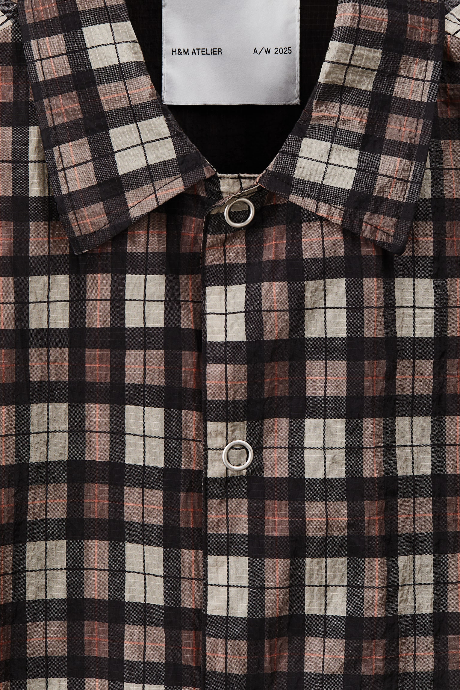 Nylonowa koszula wierzchnia - Brązowy/Krata - 7