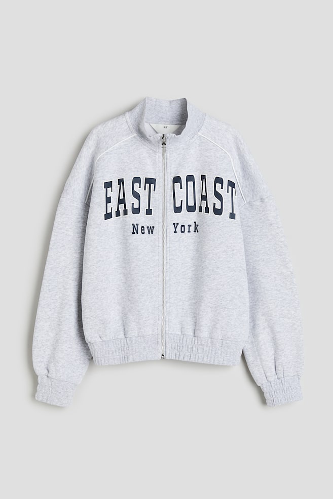 Træningsjakke i sweatshirtkvalitet med trykt motiv - Lysegrå/East Coast - 2