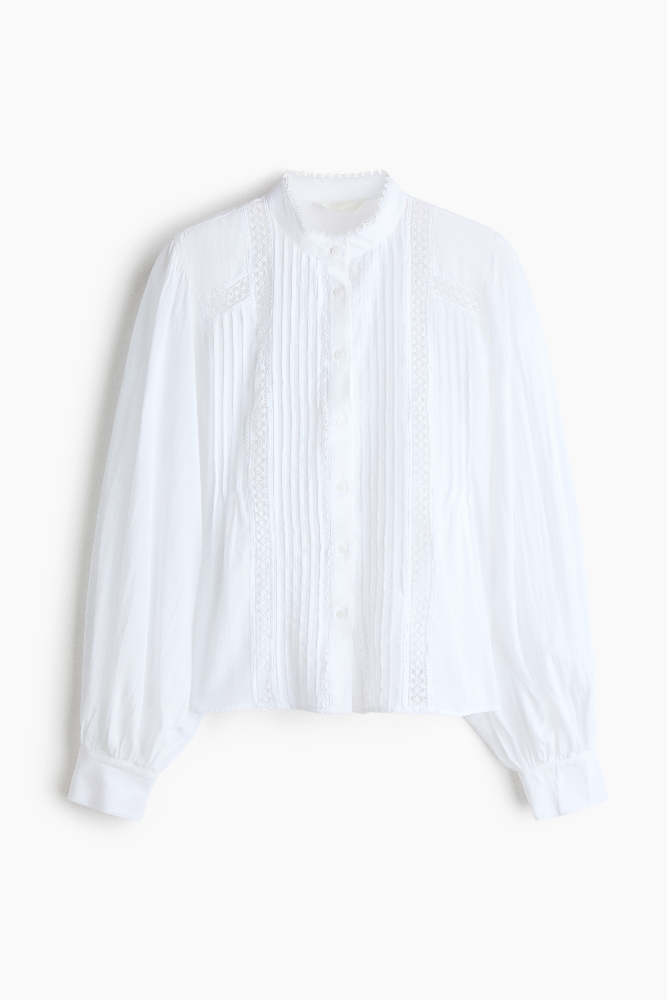 Blouse met kant - Wit/Lichtblauw