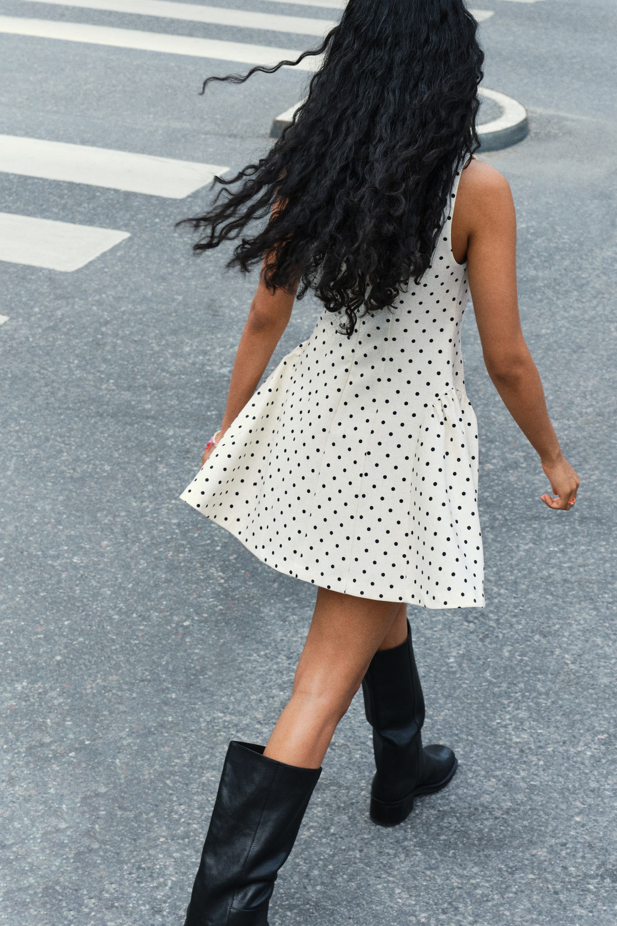 Square-Neck Dress with Flared Skirt