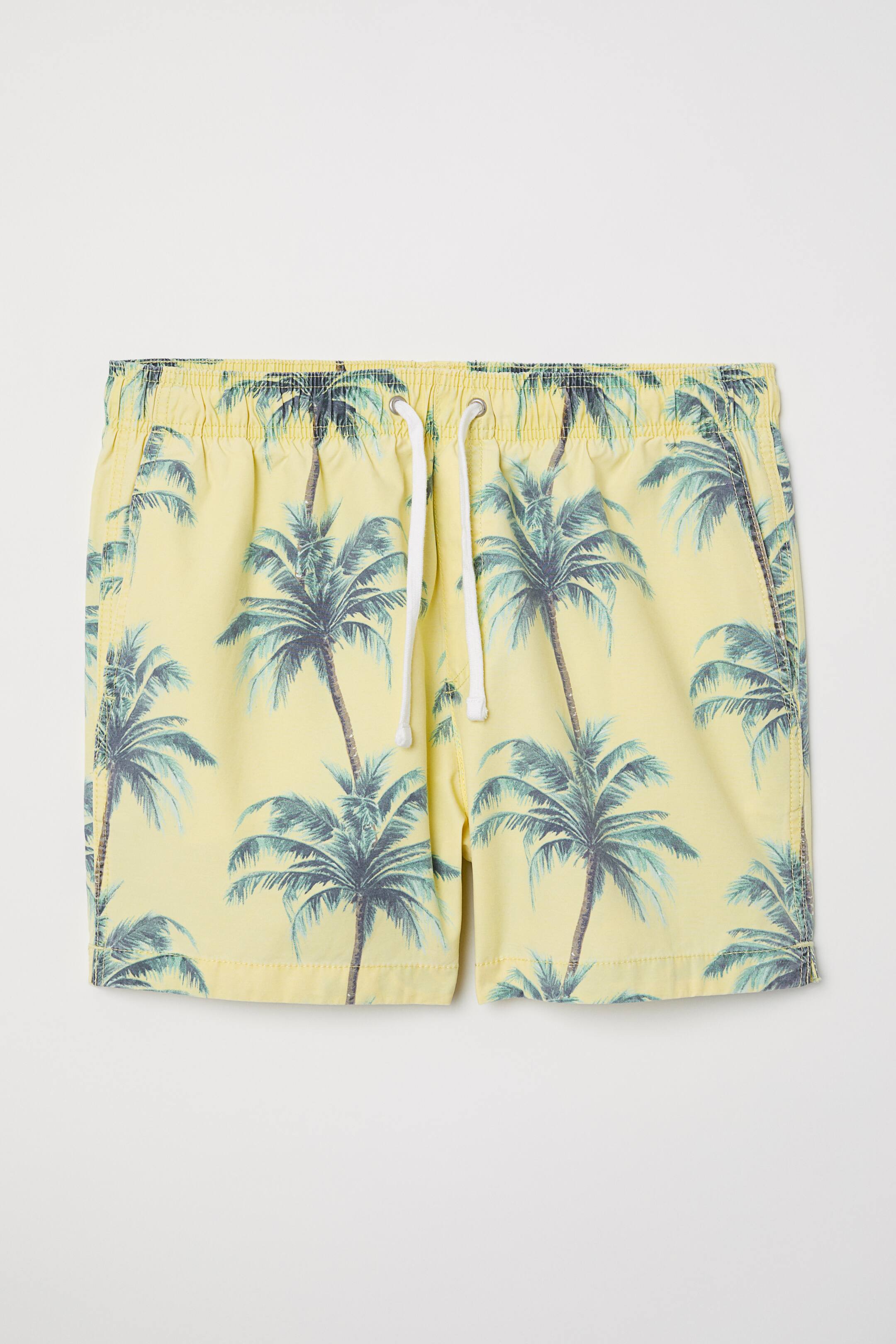 View larger image: Short swim shorts - Light yellow/Palm trees - Men | H&M IE 1