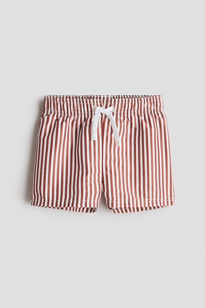 Patterned Swim Shorts - White/brown striped/Light blue/whale/Light turquoise/crocodiles/Light blue/patterned/Bright blue/Light blue/striped/Dark turquoise/striped/Navy blue/marine life/Light green/leopard - 1