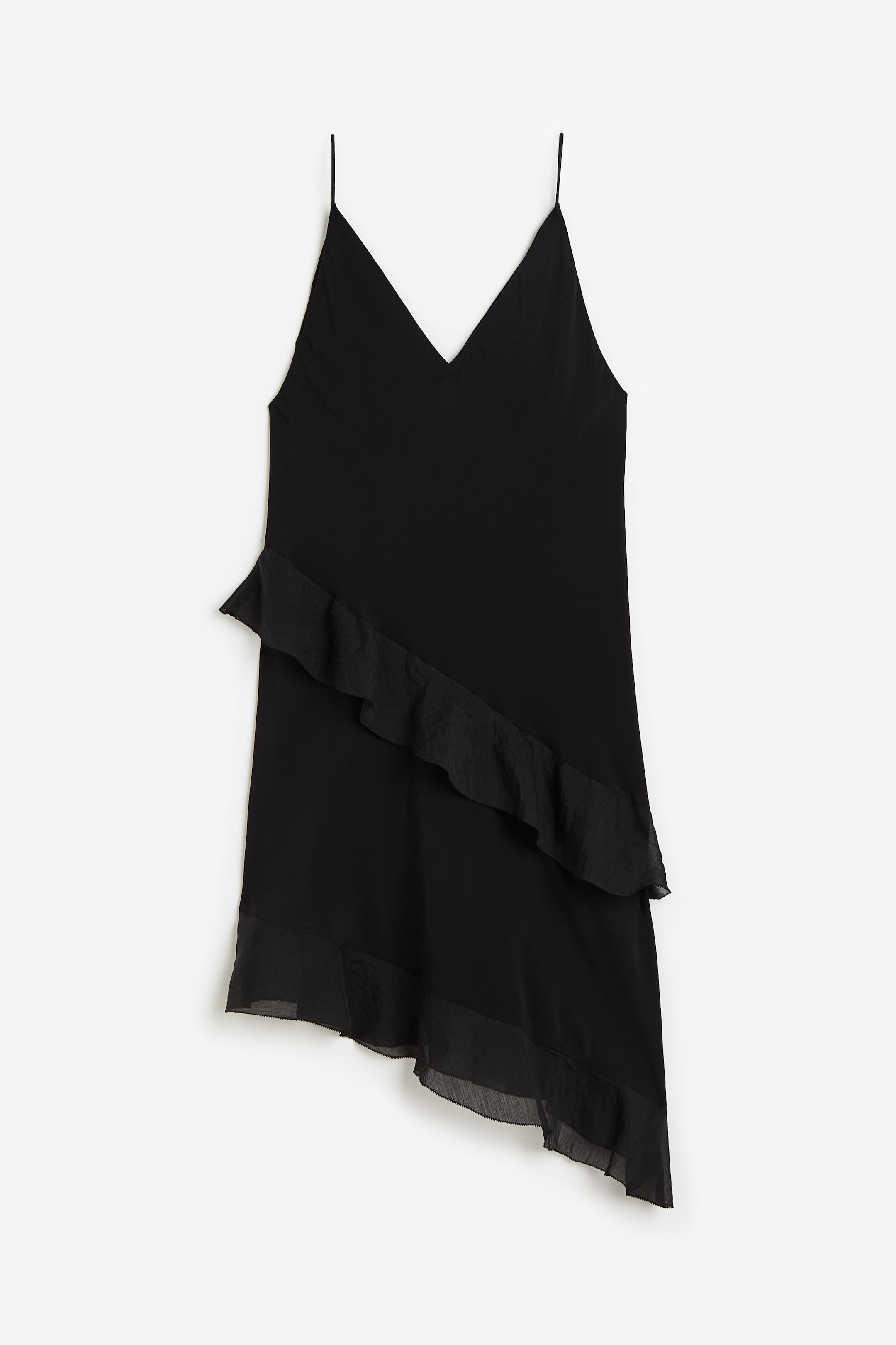 Flounced Satin Slip Dress