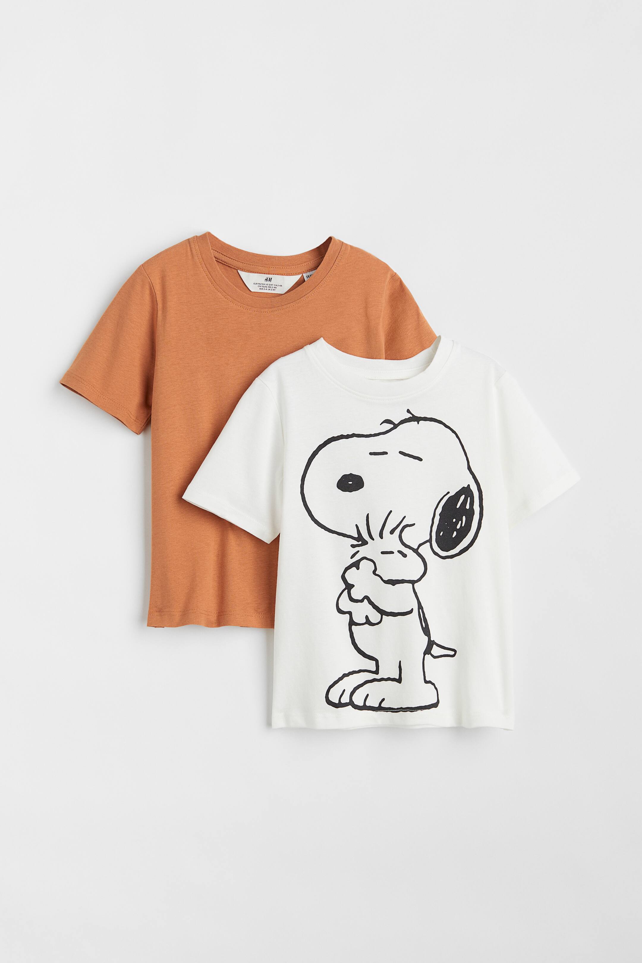 查看大圖: 2件入圖案T恤 - 白色/史奴比 - Kids | H&M 1