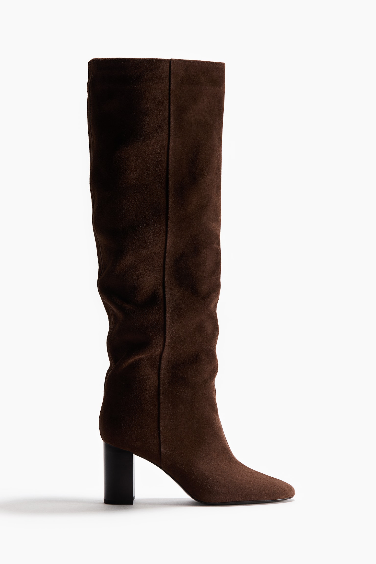 Botas a la rodilla en gamuza de serraje - Café oscuro