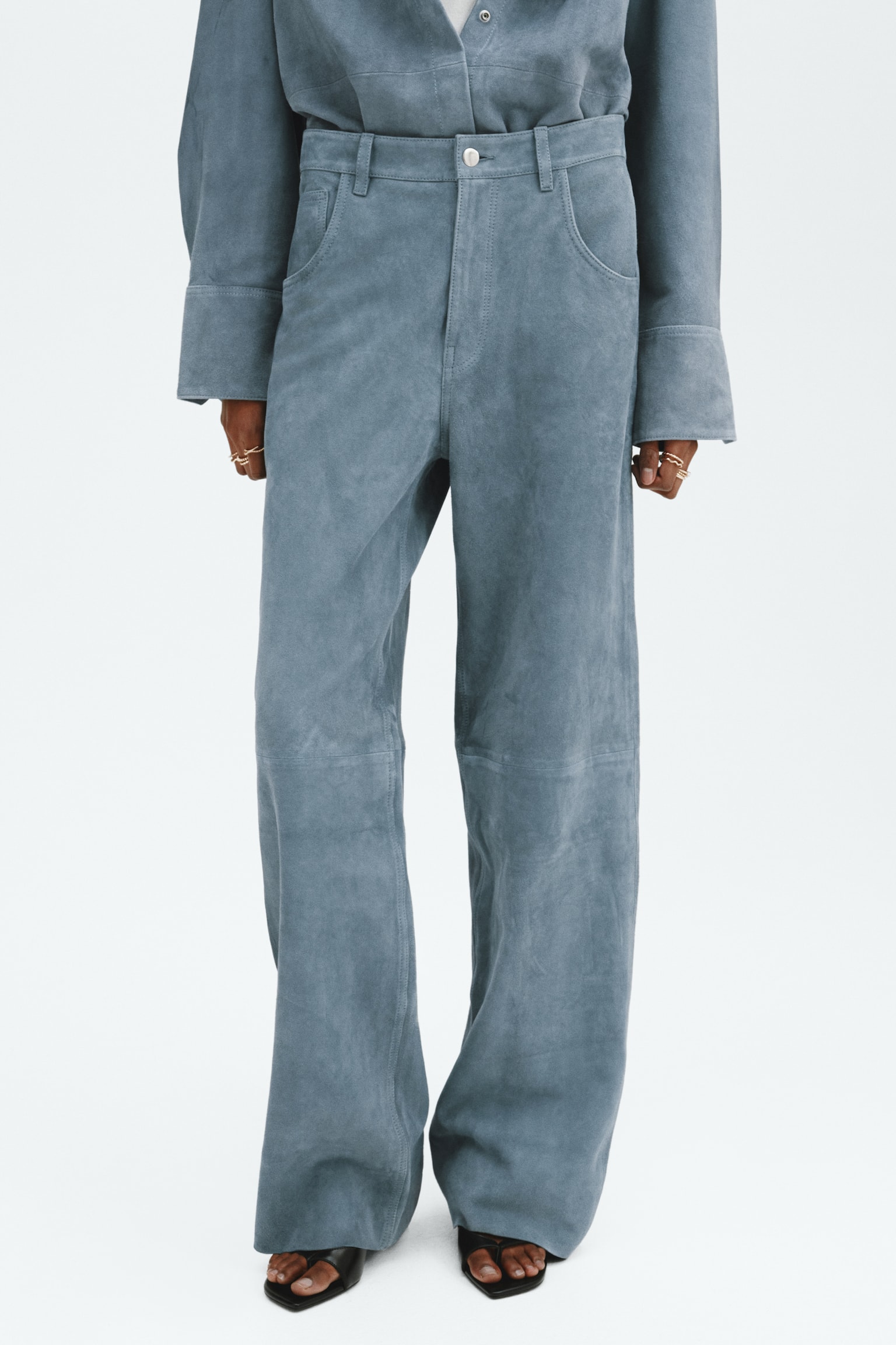 Suede trousers - Dusty blue - 5