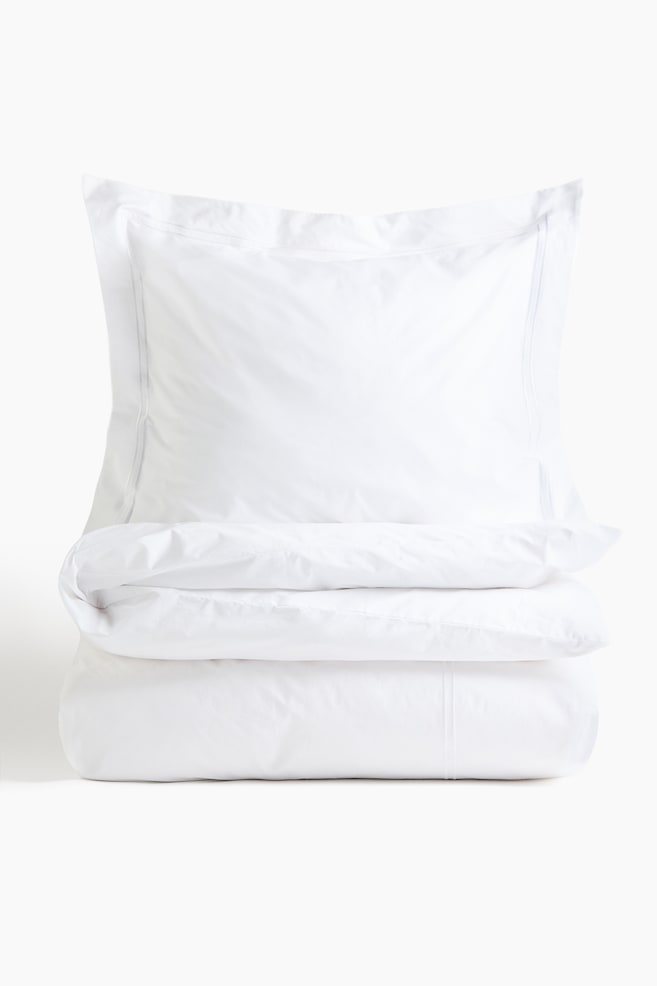 Cotton percale single duvet cover set - White/White/Black/White/Black/White - 1