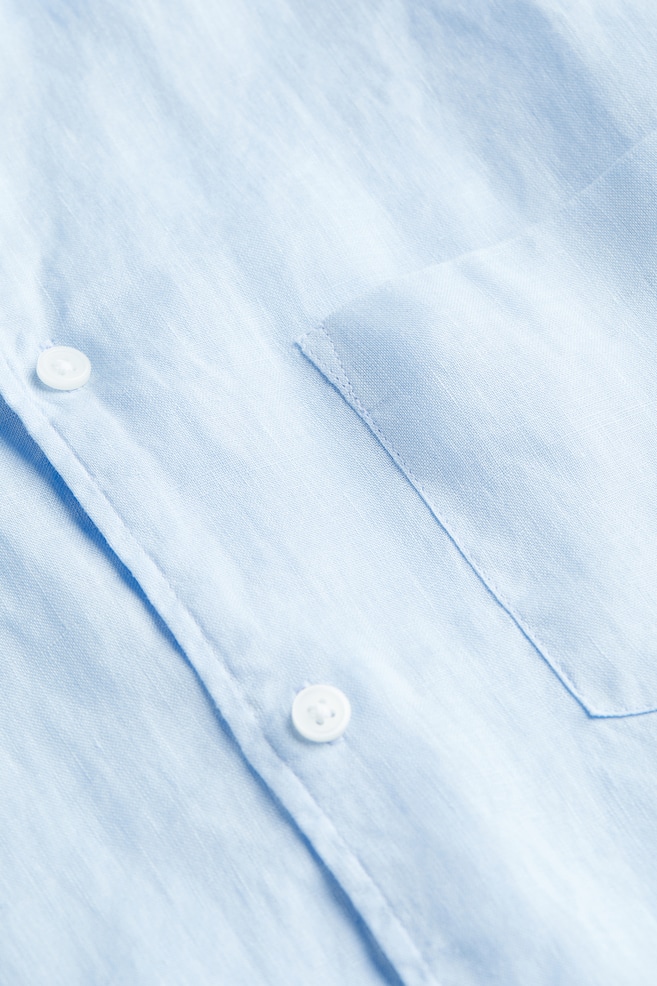 Regular Fit Kortermet skjorte i lin - Lys blå/Mørk brun/Hvit/Lys beige/Mønstret - 3