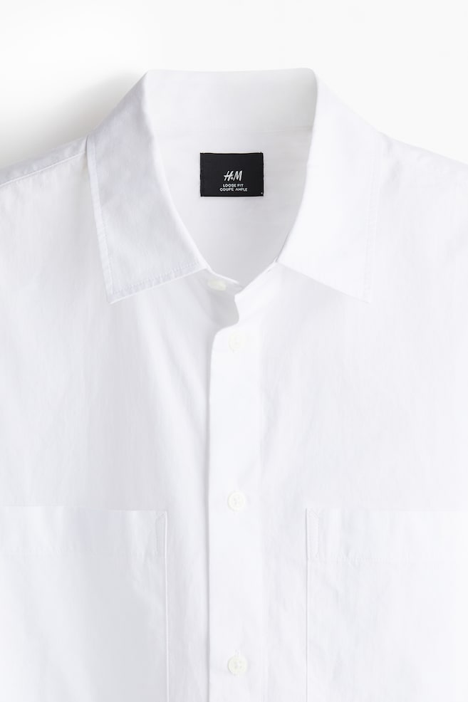 Loose Fit Poplin Shirt - White - 3