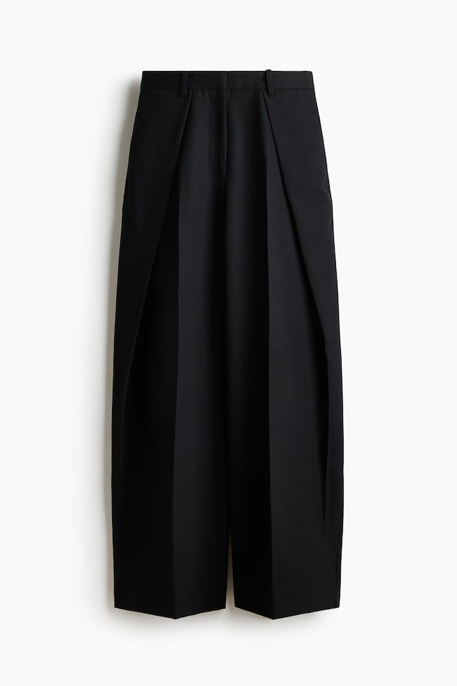 Wrap-Detail Dress Pants - Black/Beige - 1