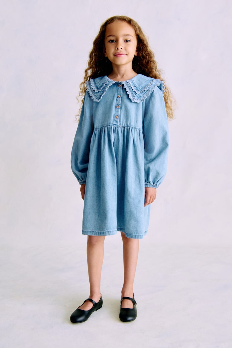 Sailor-collared denim dress