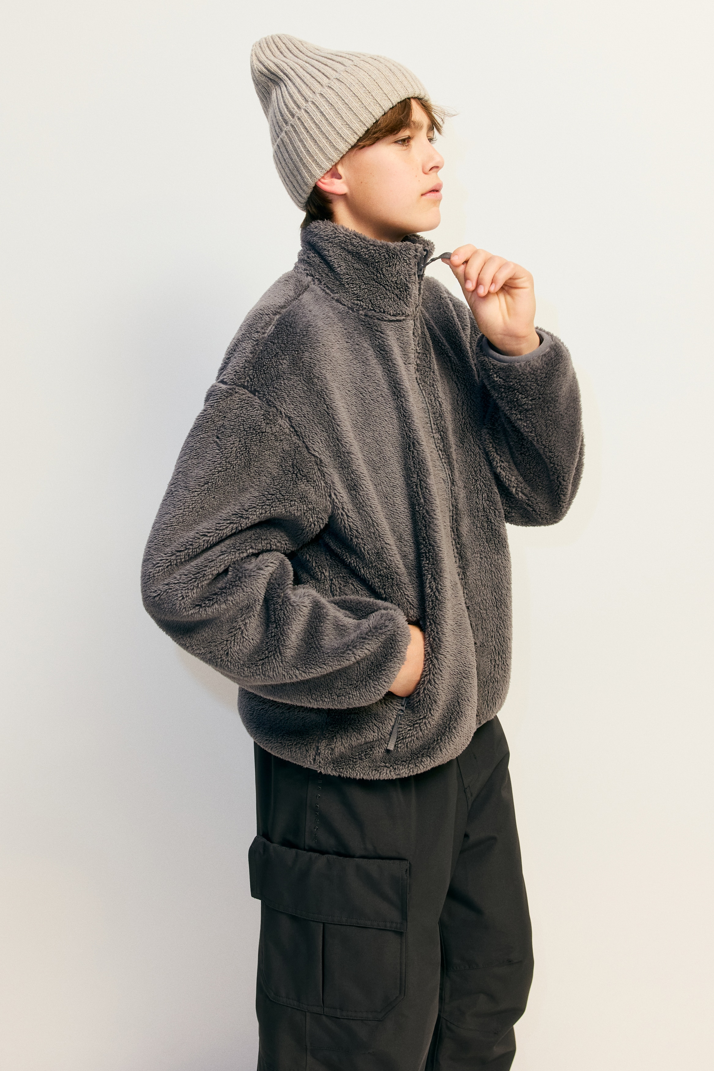 H & M - テディスポーツジャケット - グレー