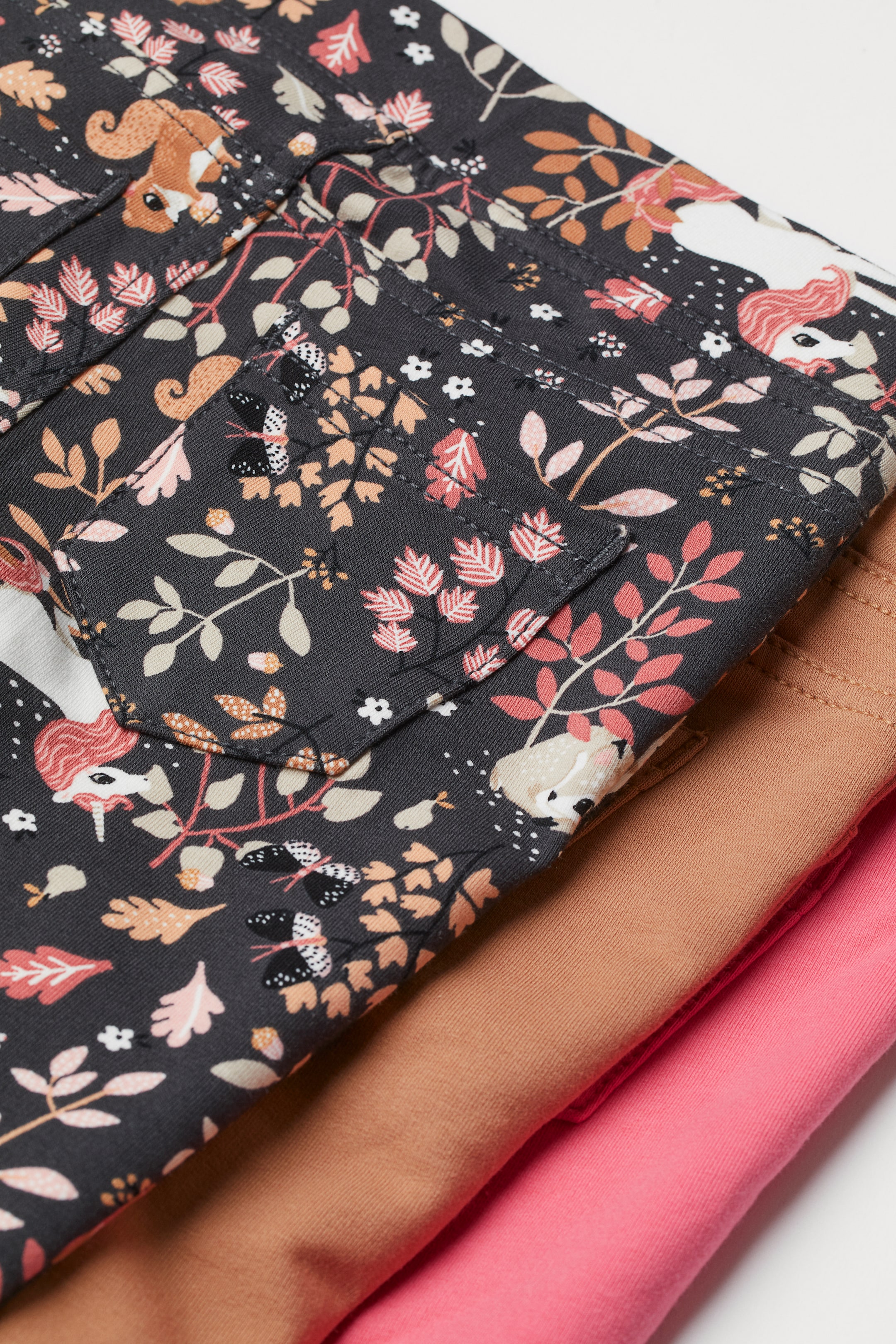 이미지 확대 보기: 트레깅스 3매 세트 - 더스티 핑크/숲속 동물 - Kids | H&M KR 2