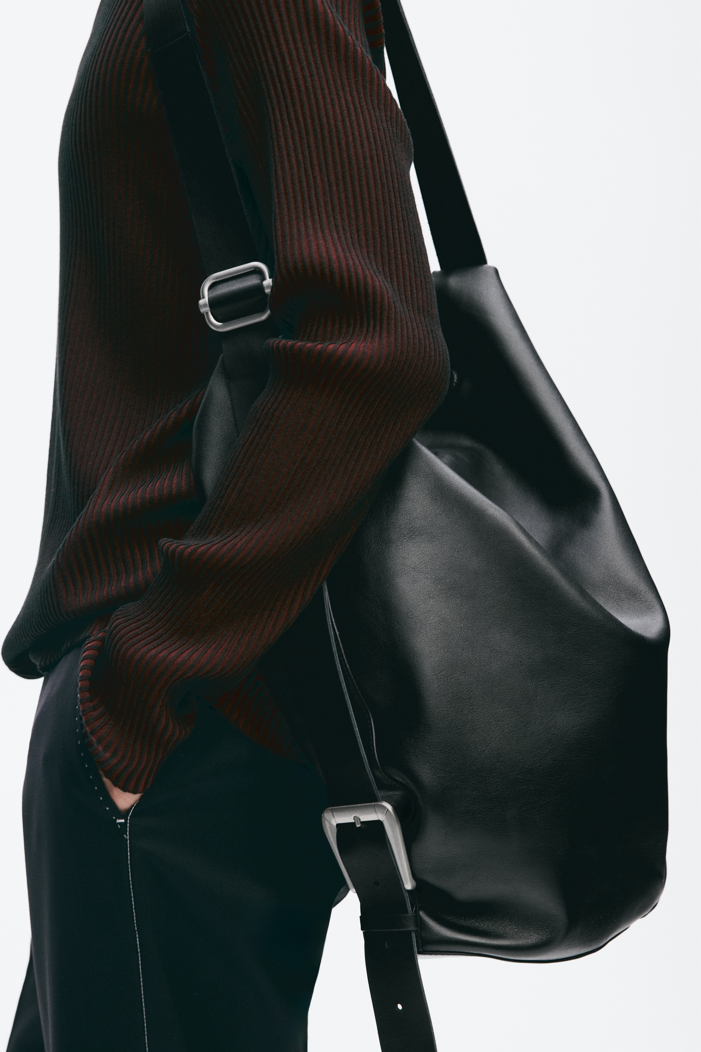 Sac porté épaule en cuir - Noir