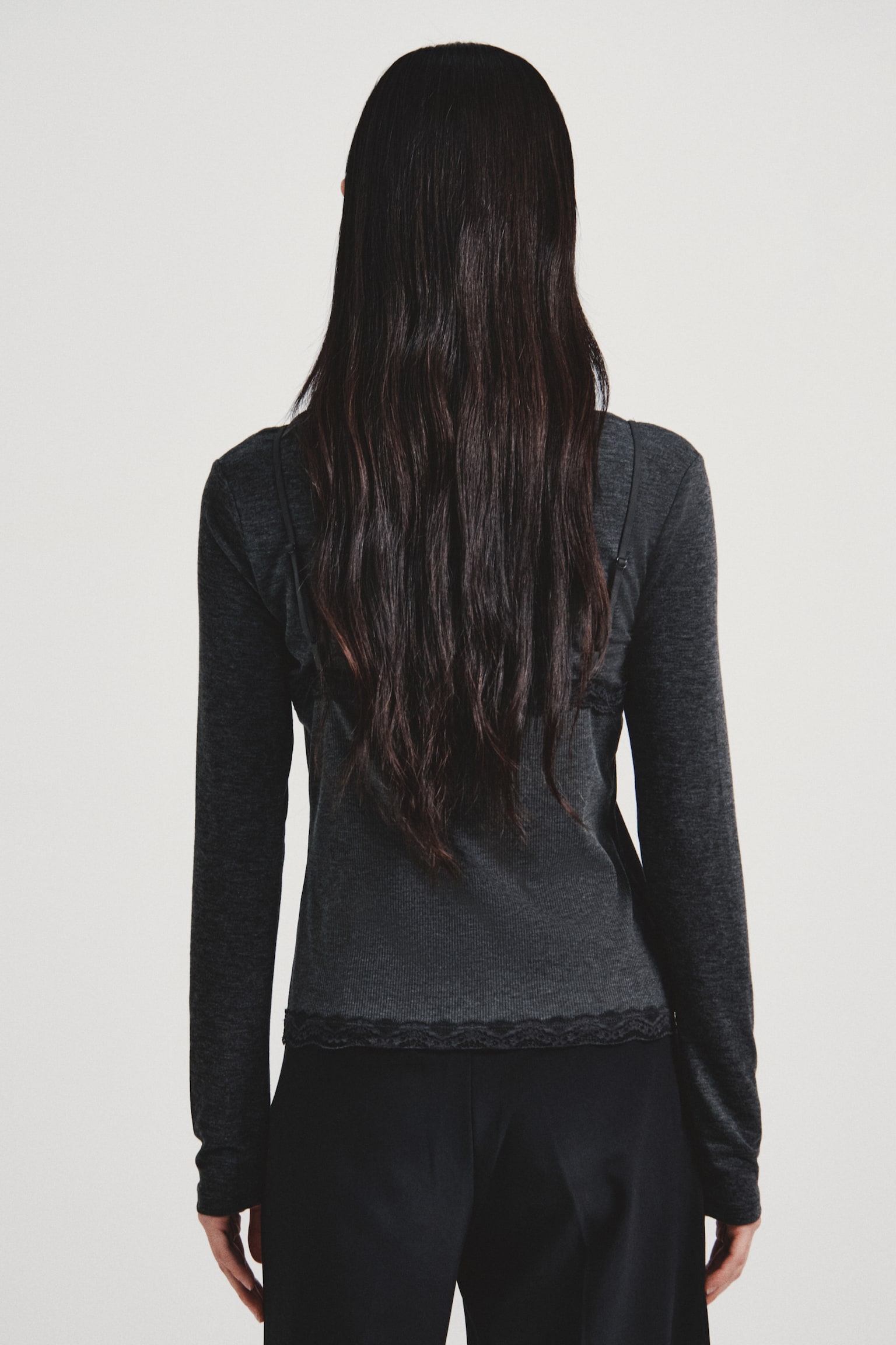 레이어드 탑 - Dark grey marl/White/Light pink - 3