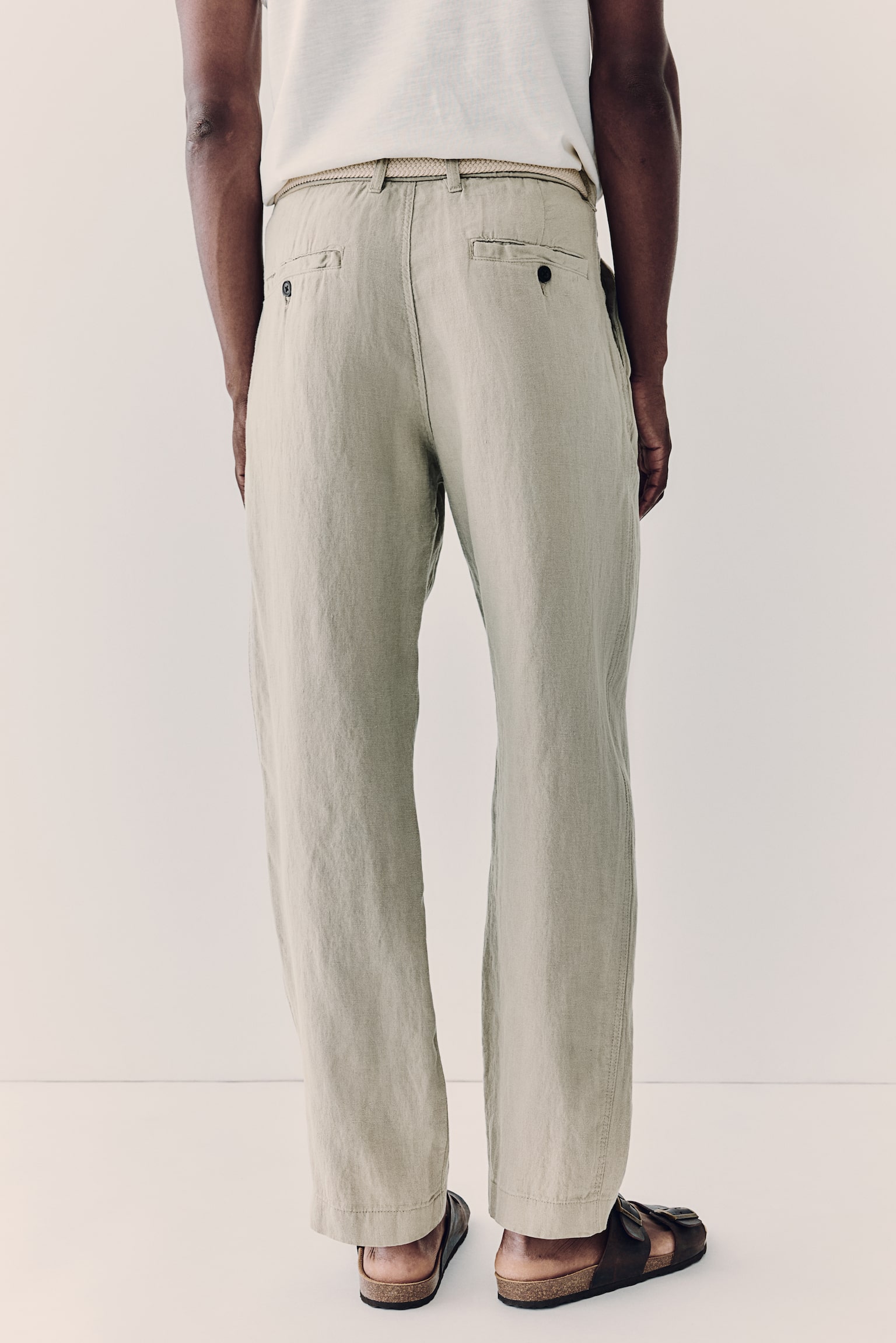 Regular Fit Linen Pants - Beige/Light beige/Navy blue/Black - 6