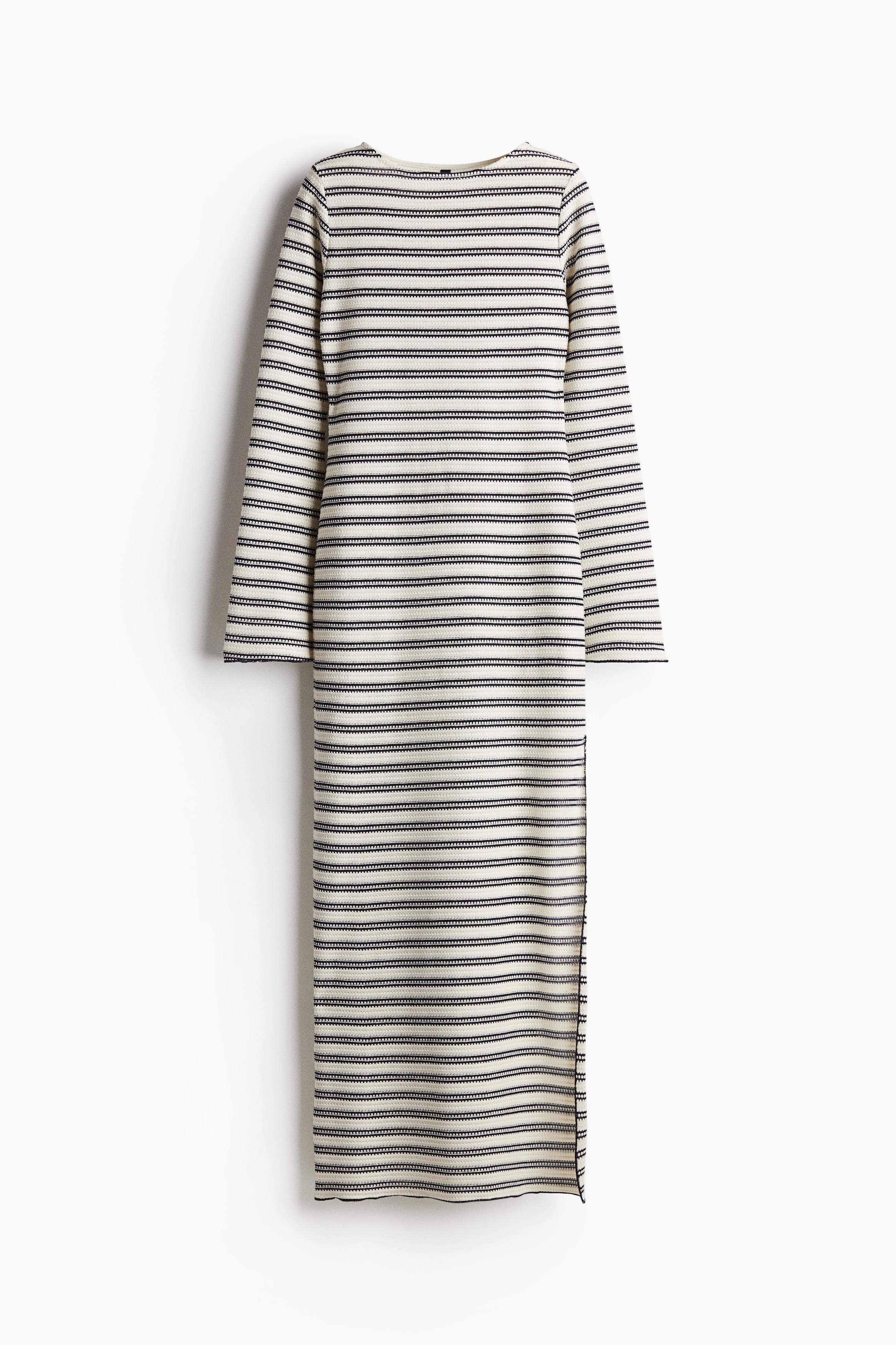 Maxiabito in maglia strutturata - Bianco/righe